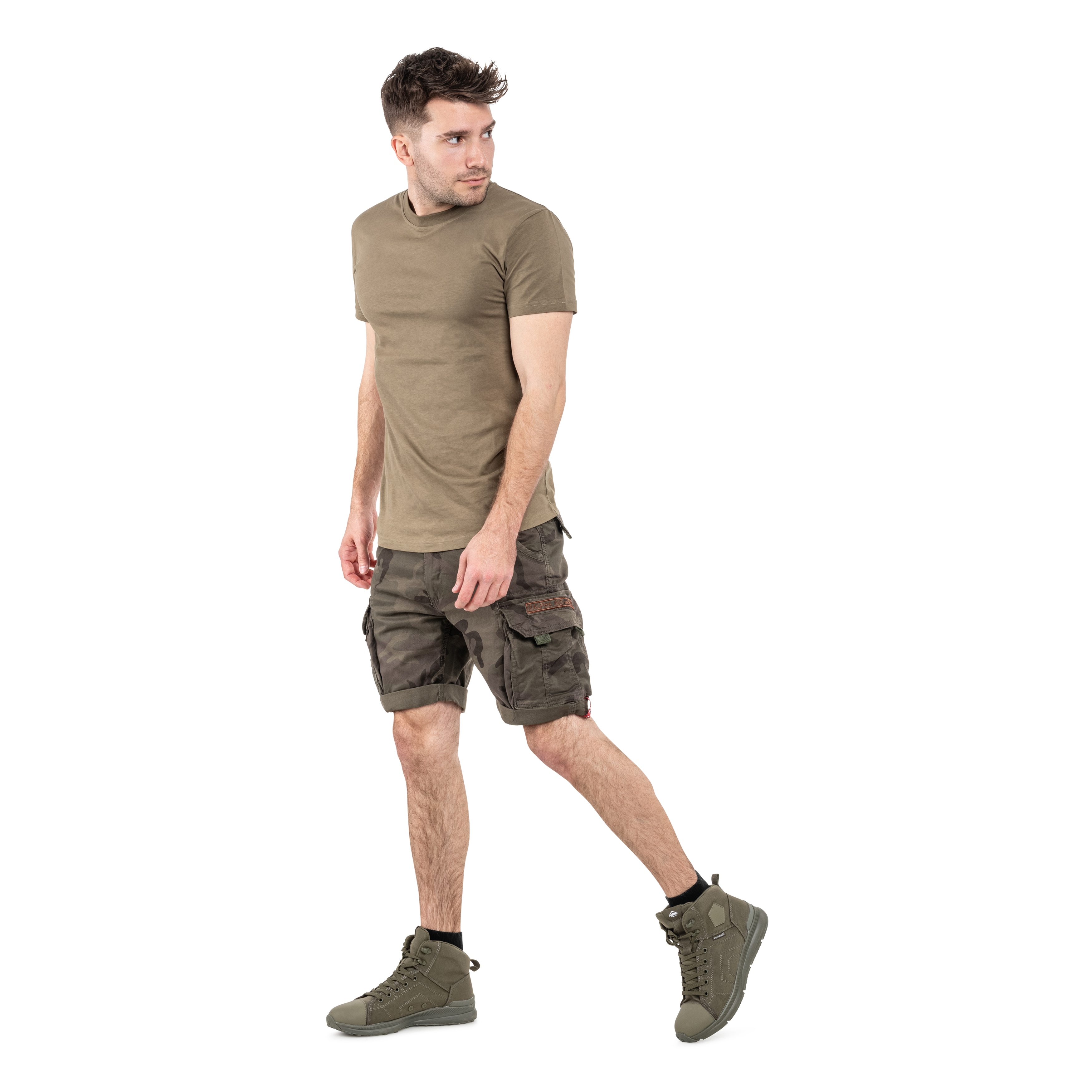 Szorty Alpha Industries Crew Short - Dark Olive Camo