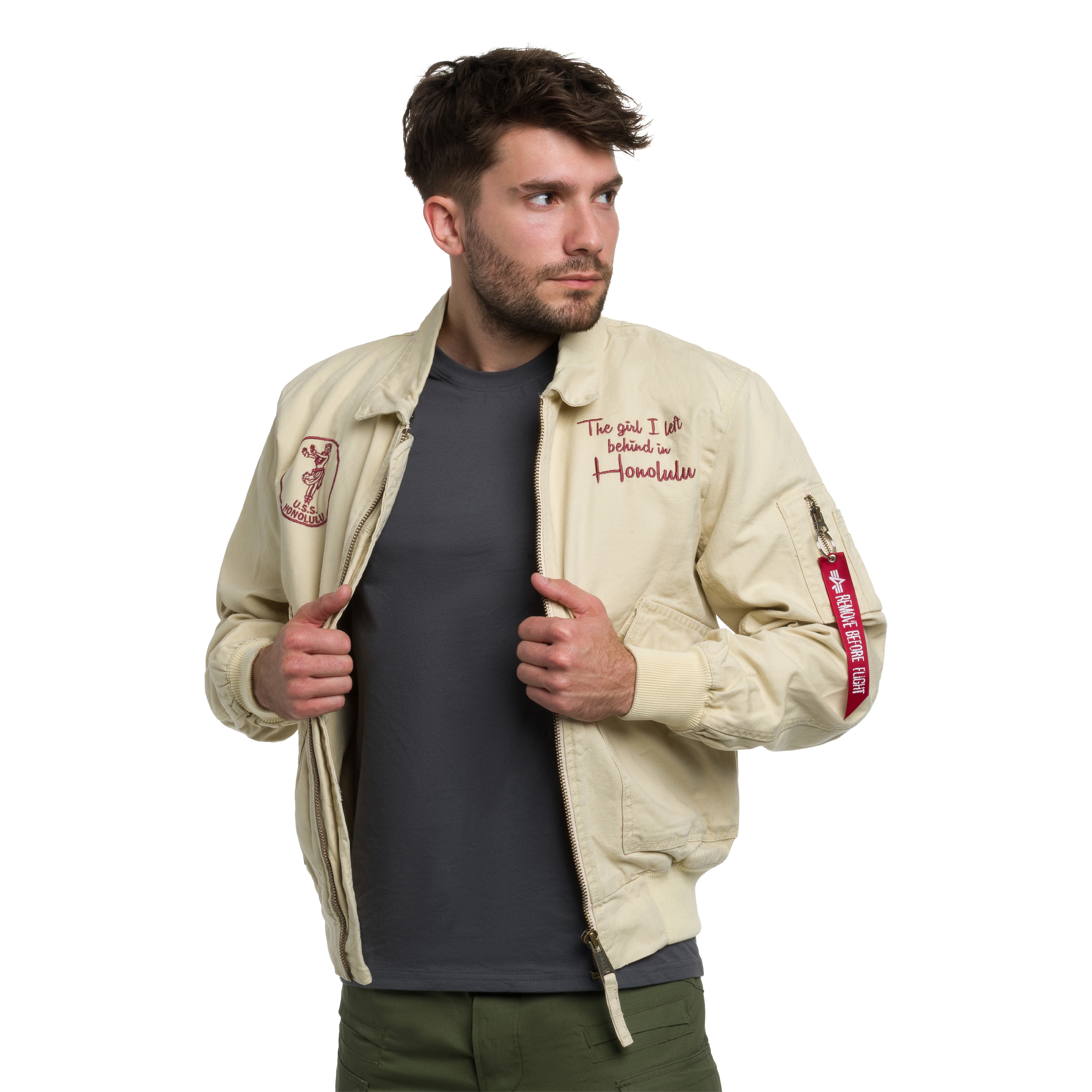 Kurtka Alpha Industries CWU-45 Canvas Honolulu - Vintage White