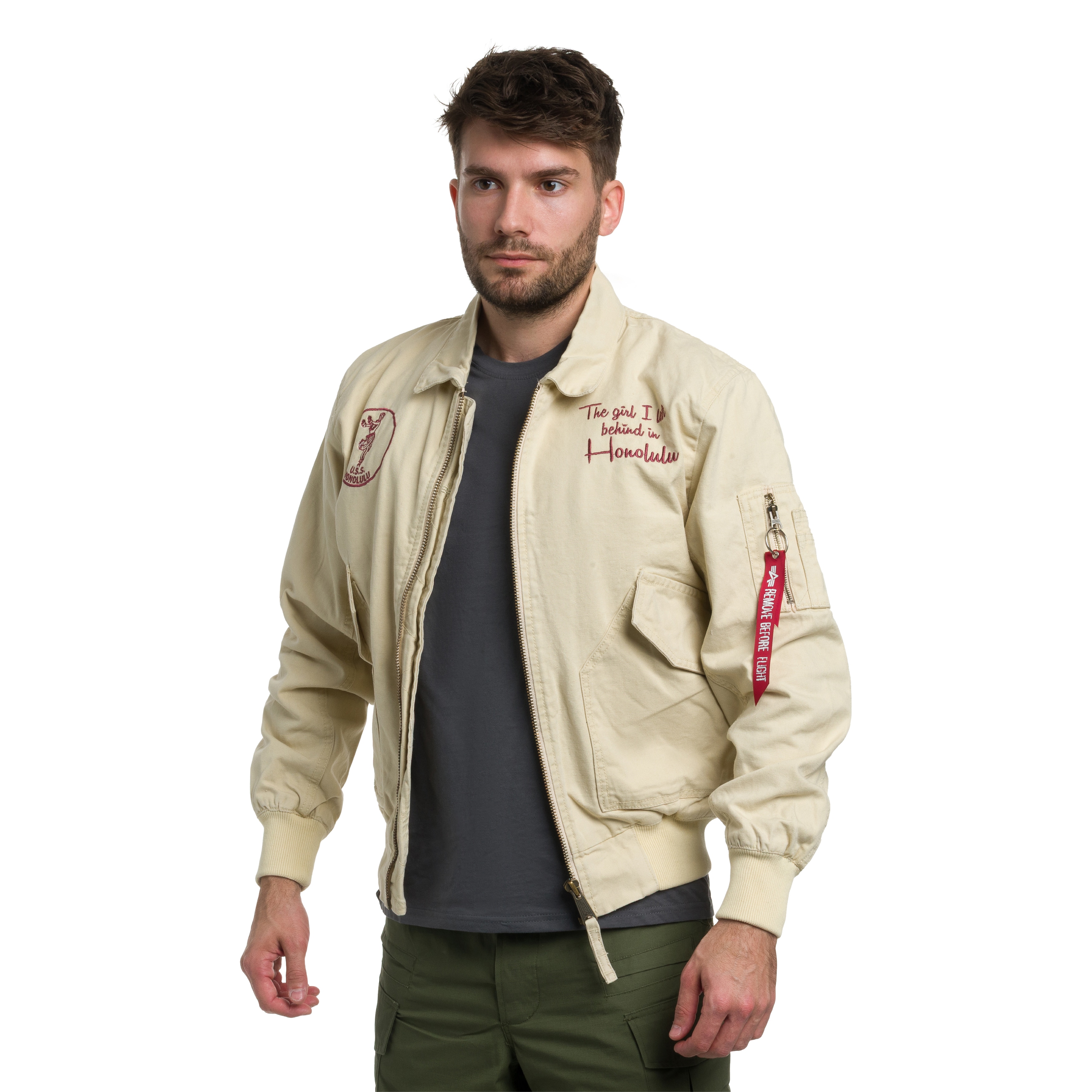 Kurtka Alpha Industries CWU-45 Canvas Honolulu - Vintage White