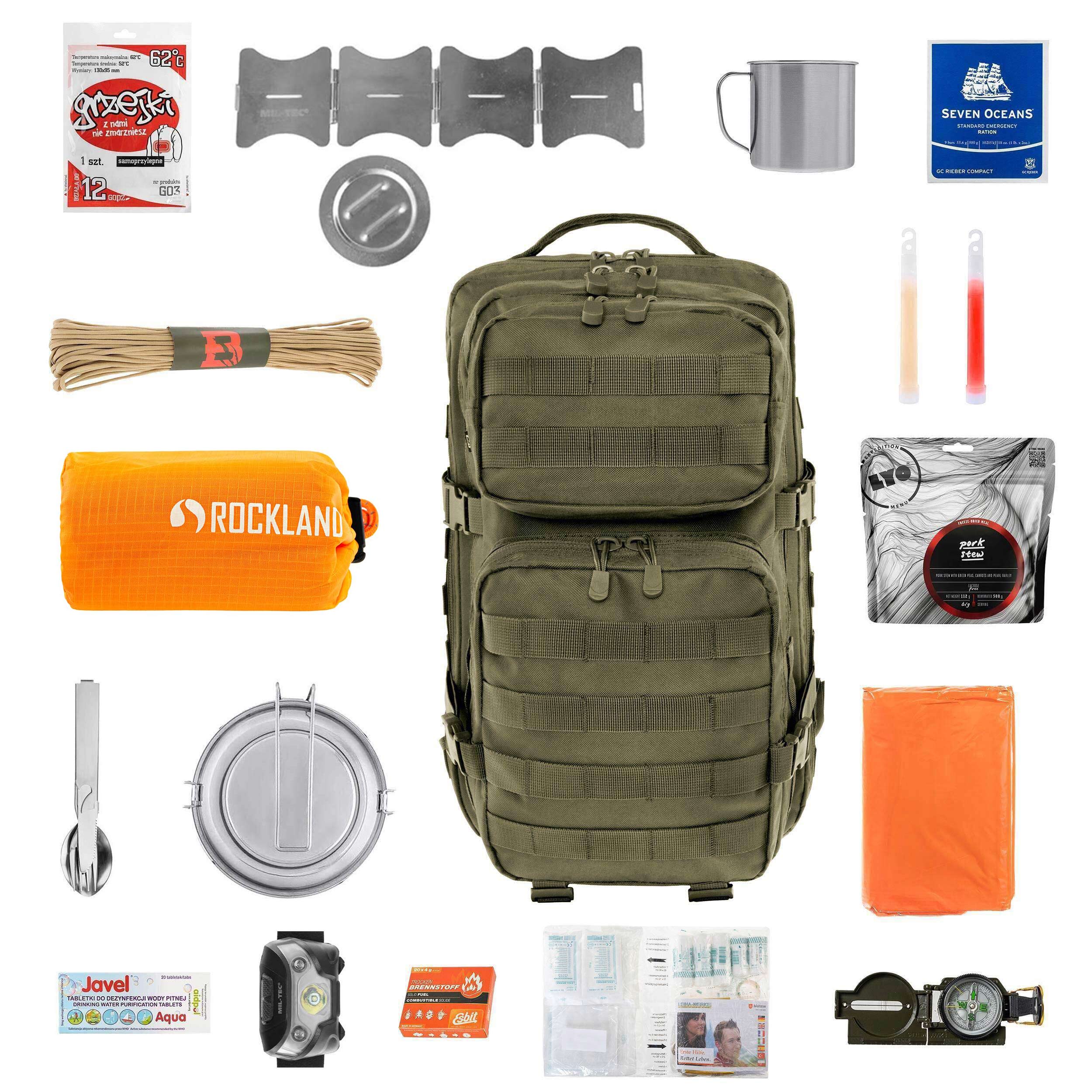 Евакуаційний рюкзак Brandit US Cooper 40 л Olive Medium V2 - зі спорядженням