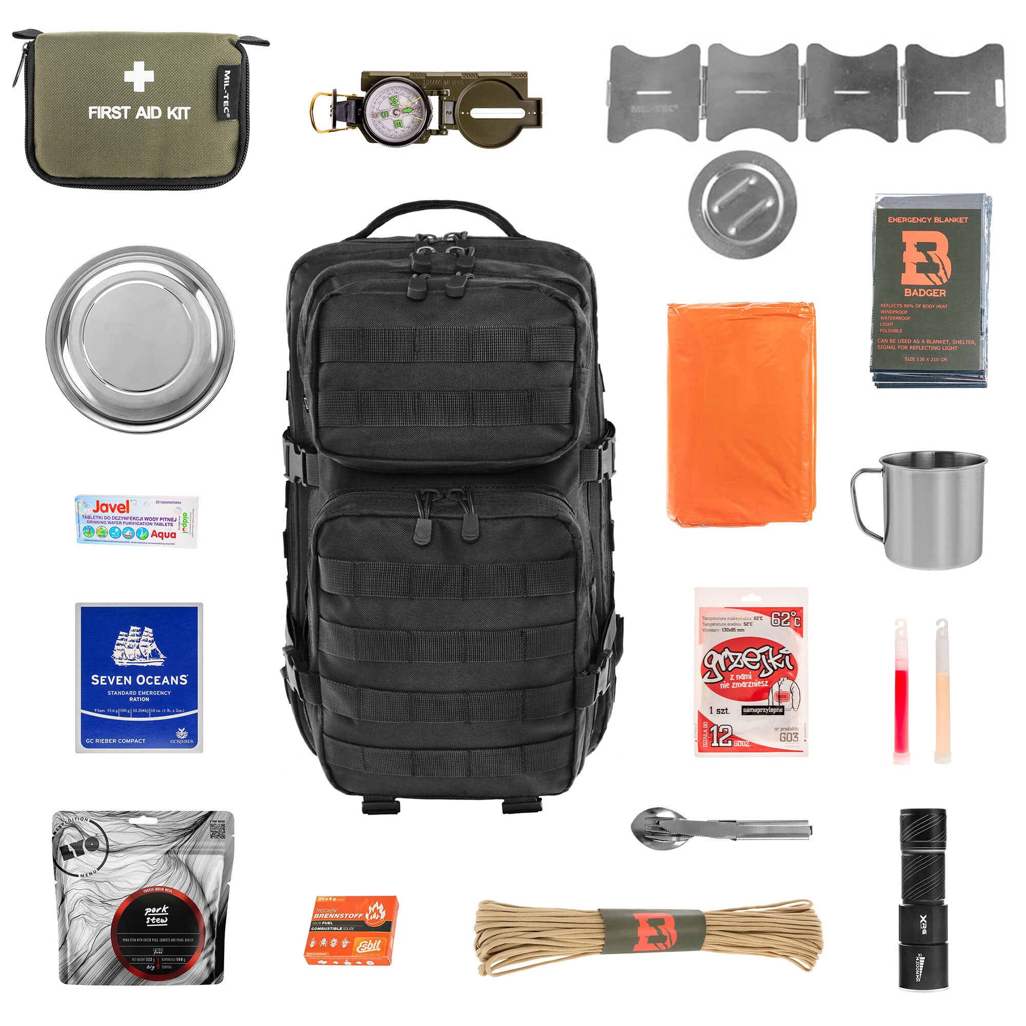 Plecak ewakuacyjny Brandit US Cooper 40 l Black - z wyposażeniem