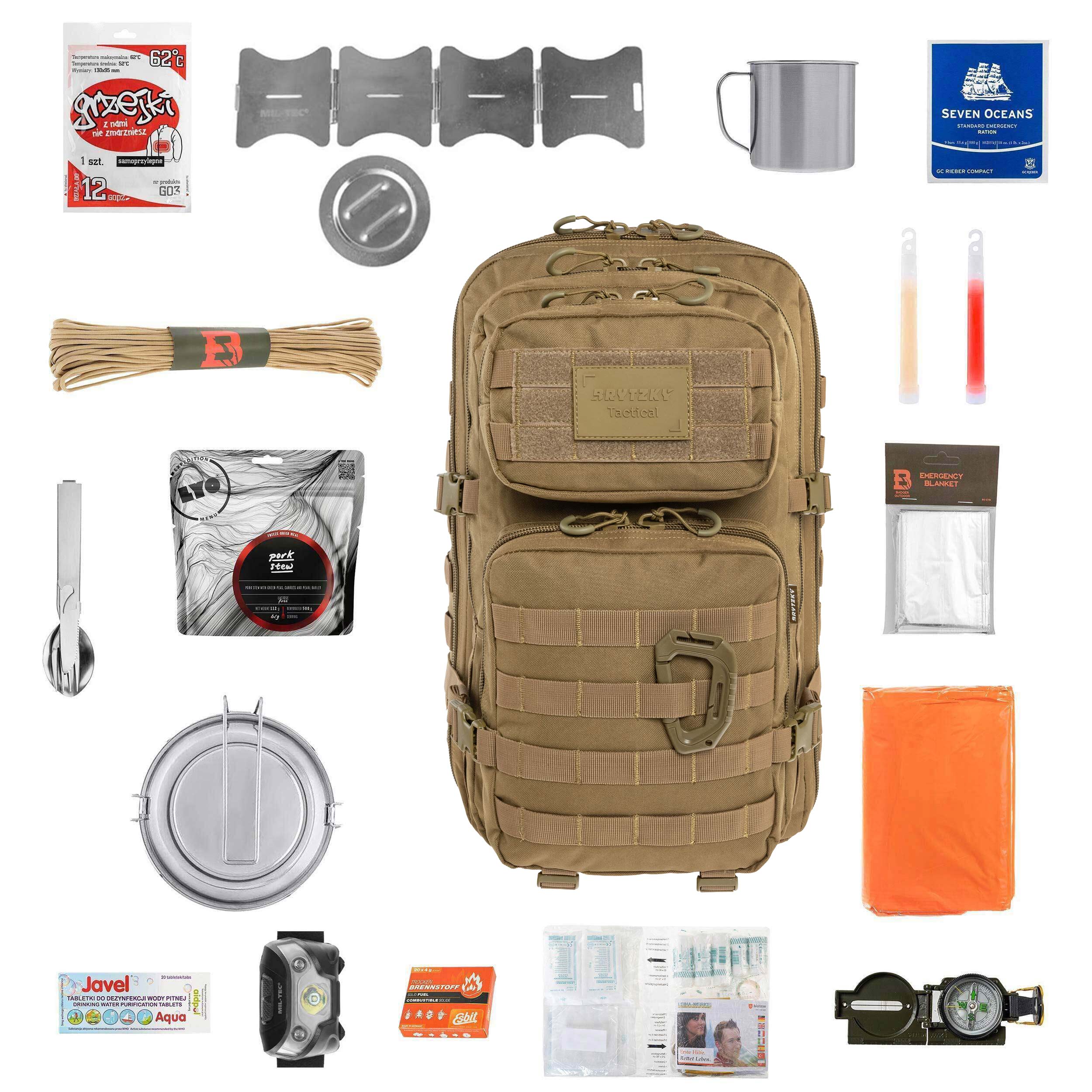 Евакуаційний рюкзак Brandit US Cooper 40 л Blizzard Camo Medium V2 - зі спорядженням