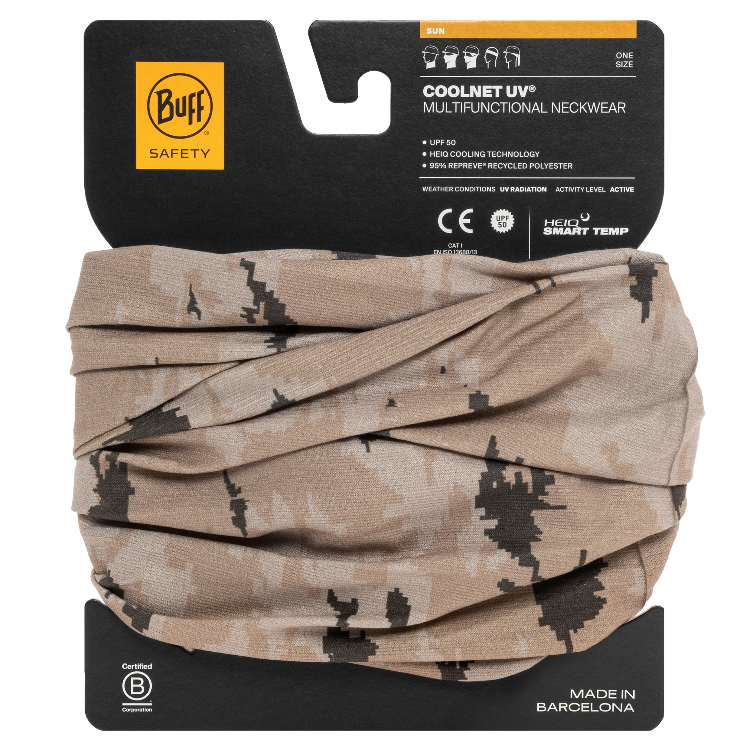 Chusta ochronna Buff Safety Coolnet UV - Arid Camo