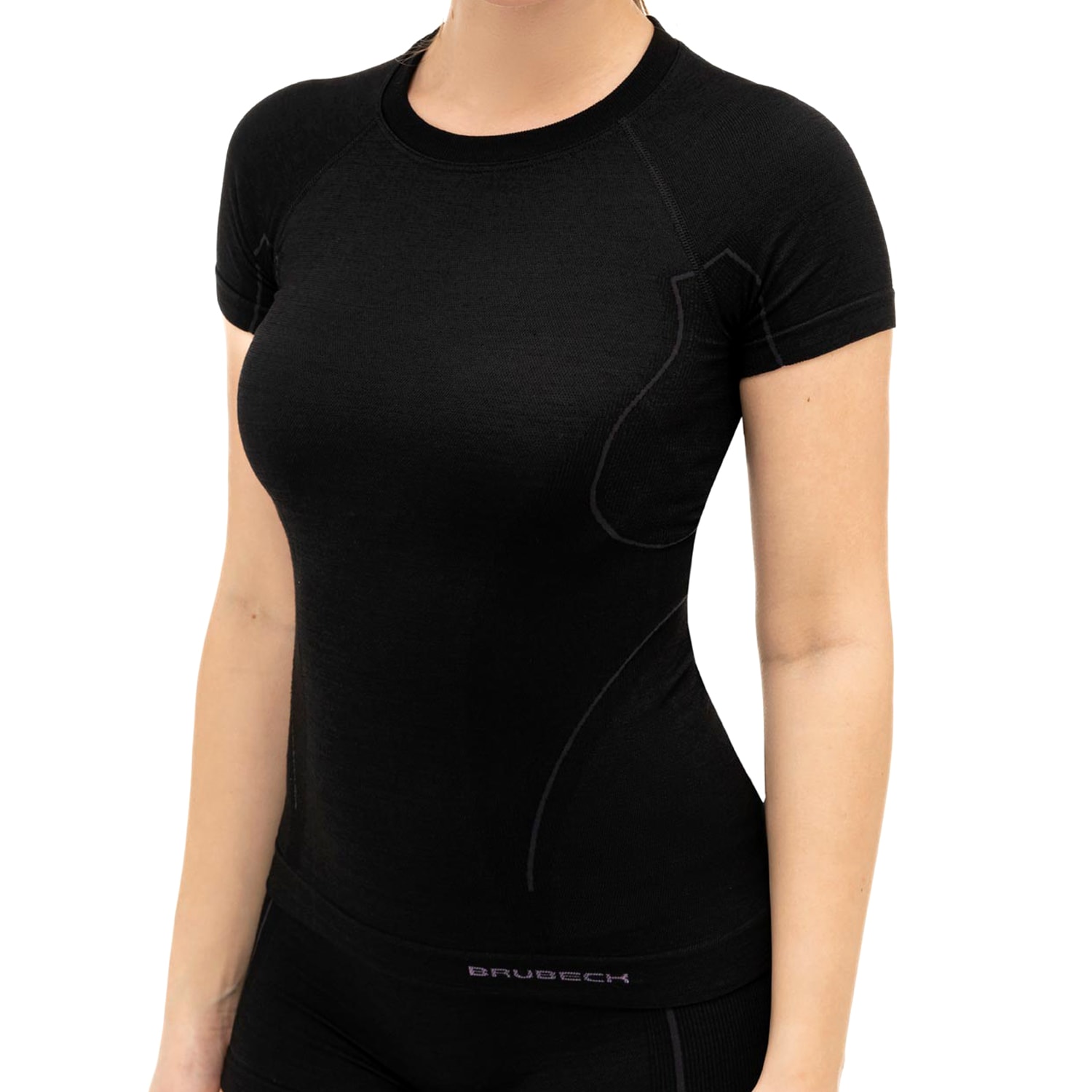 Koszulka termoaktywna damska Brubeck Active Wool z krótkim rękawem - Black
