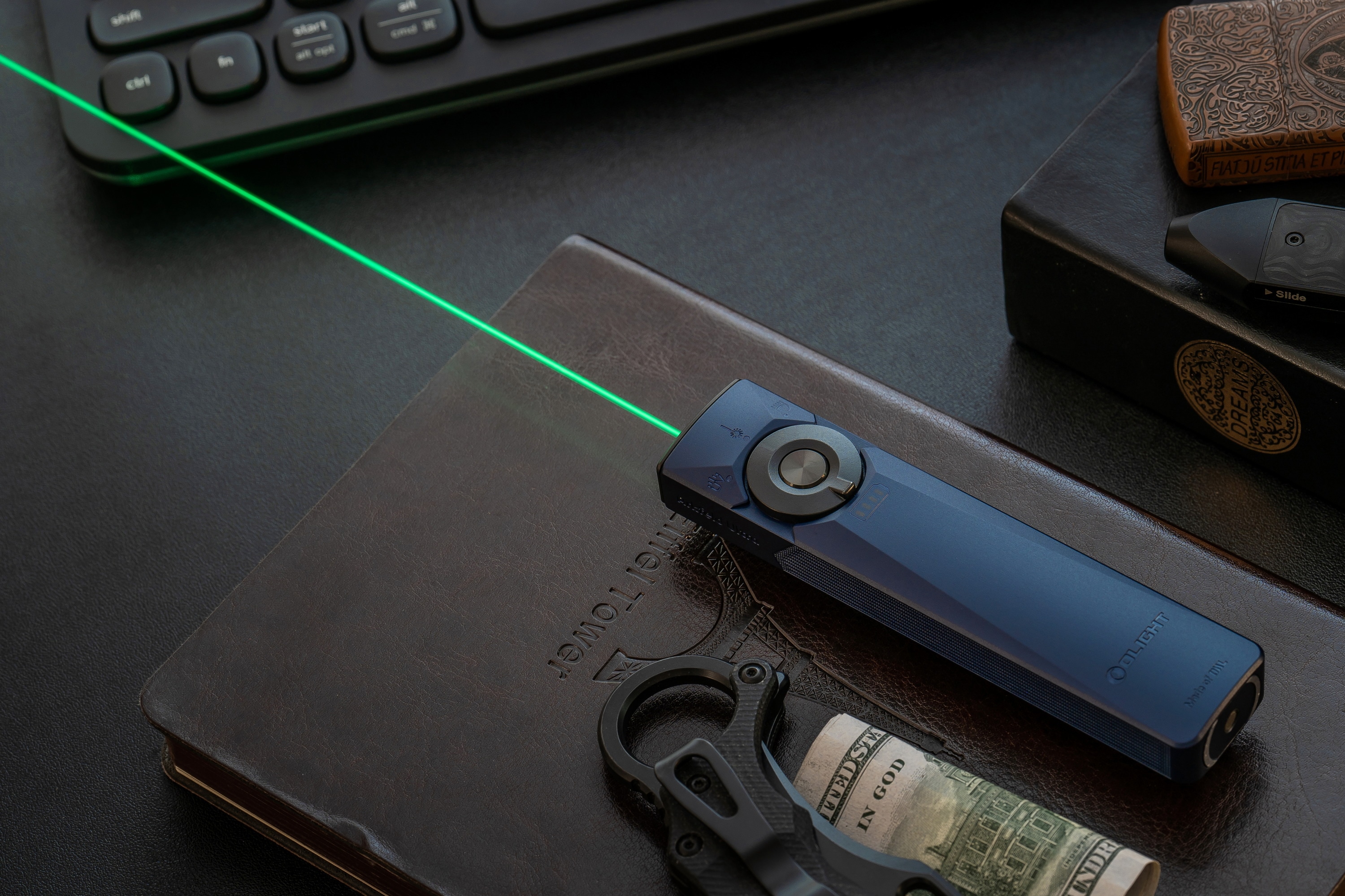 Ліхтарик з лазерним покажчиком Olight Arkfeld Ultra UV Cool White Navy Blue - 1400 люменів