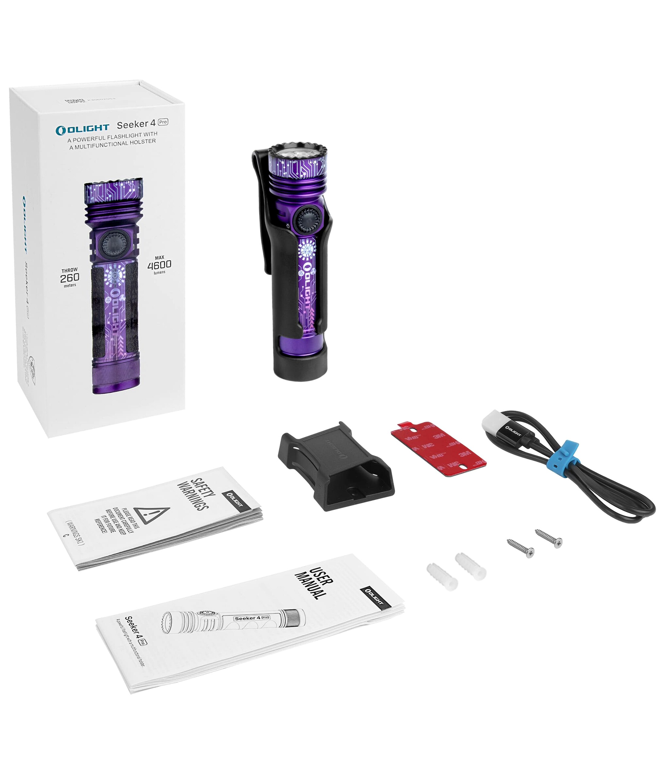 Latarka taktyczno-poszukiwawcza Olight Seeker 4 Pro Cool White Cyber Violet - 4600 lumenów