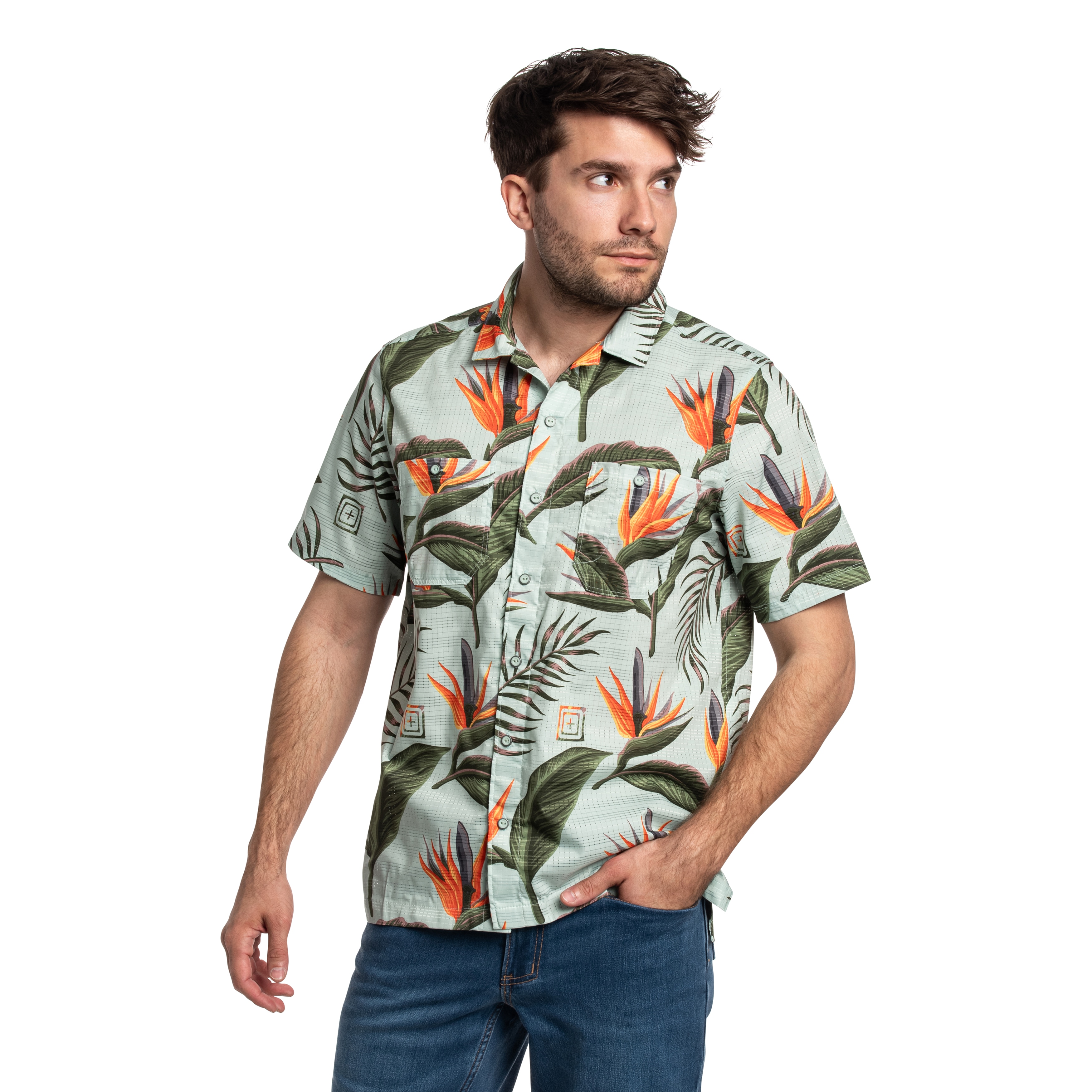 Koszula 5.11 Adventure Print Short Slevee - Light Aqua Knives of Paradise
