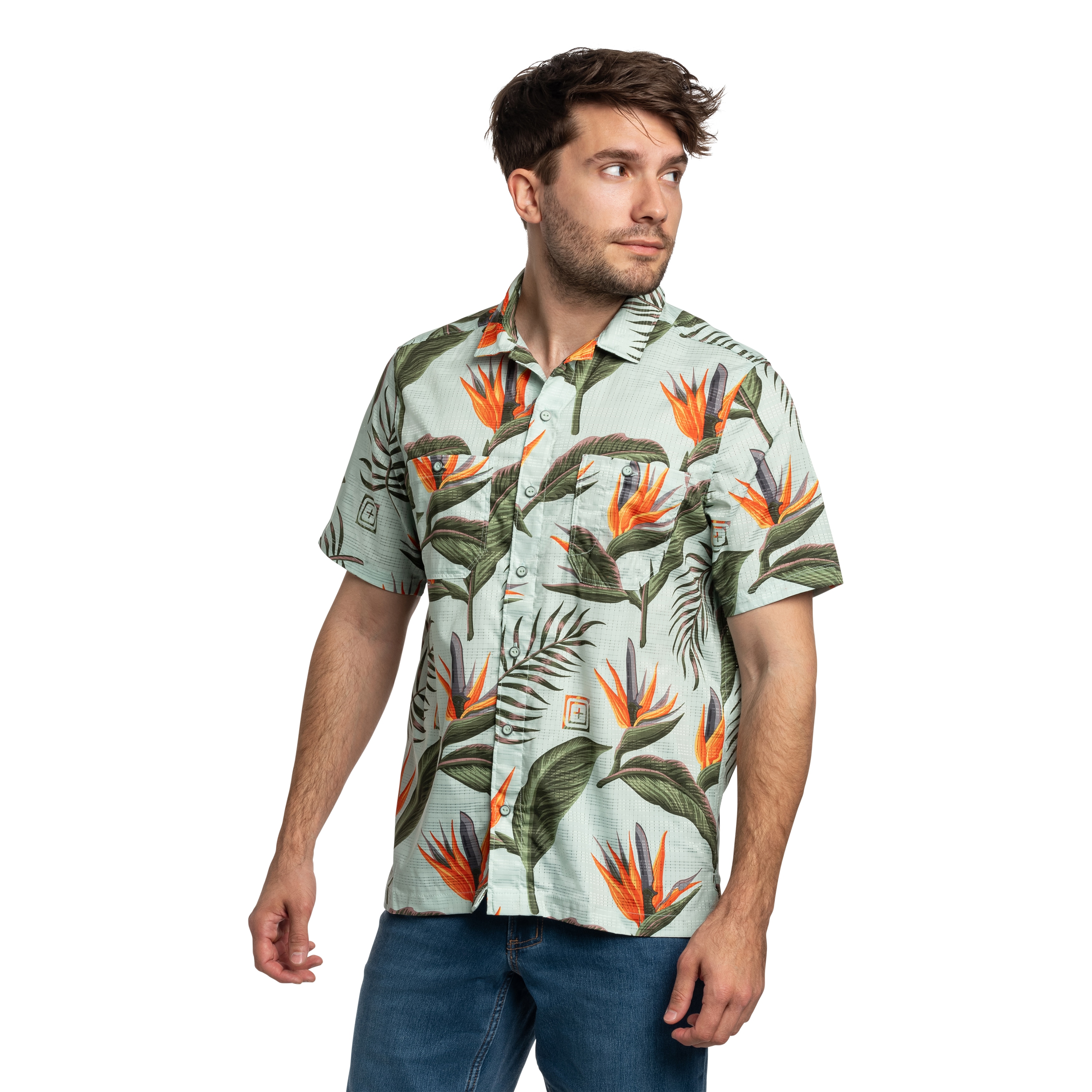 Koszula 5.11 Adventure Print Short Slevee - Light Aqua Knives of Paradise