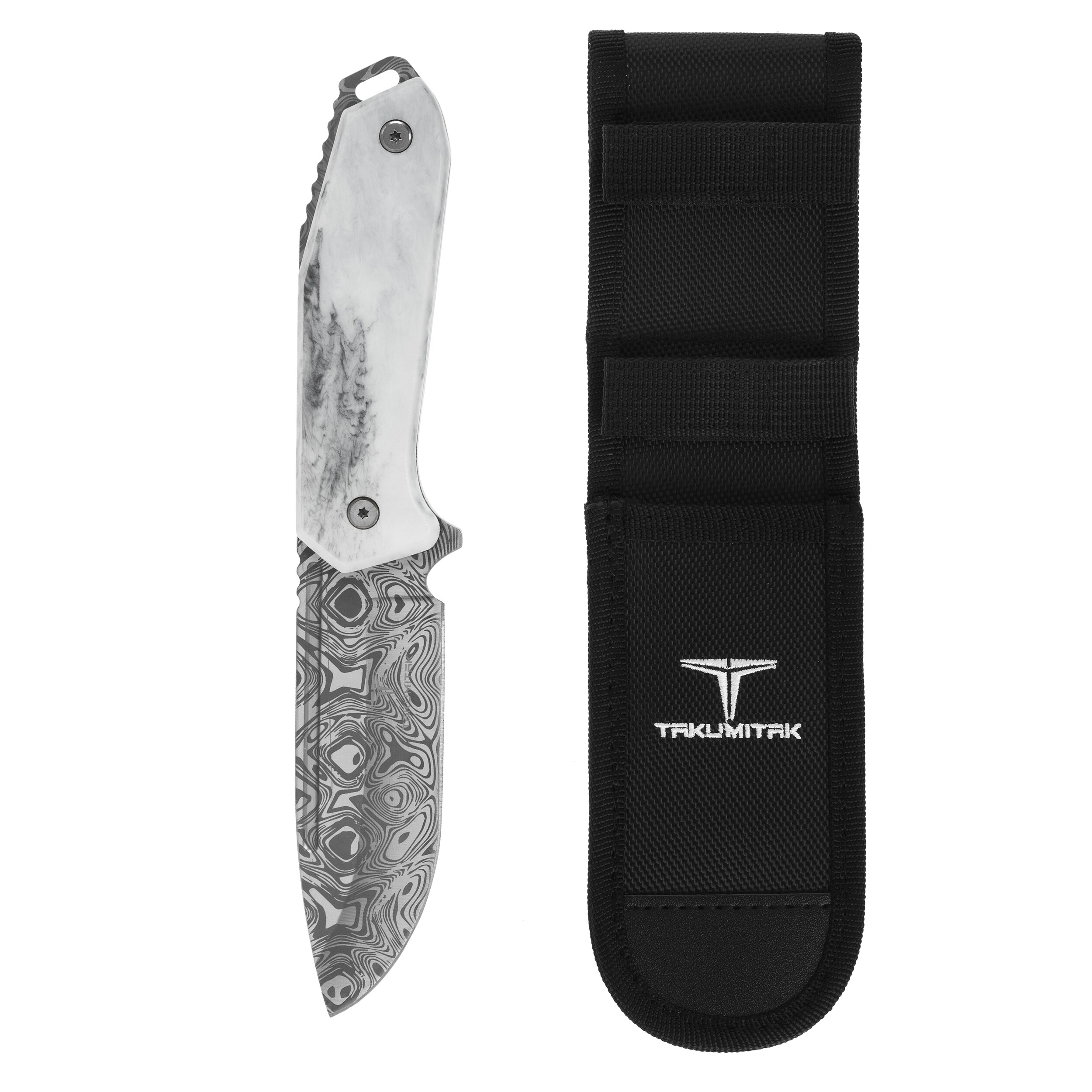 Takumitak Takumi TKF502BK Knife - Damascus/Grey