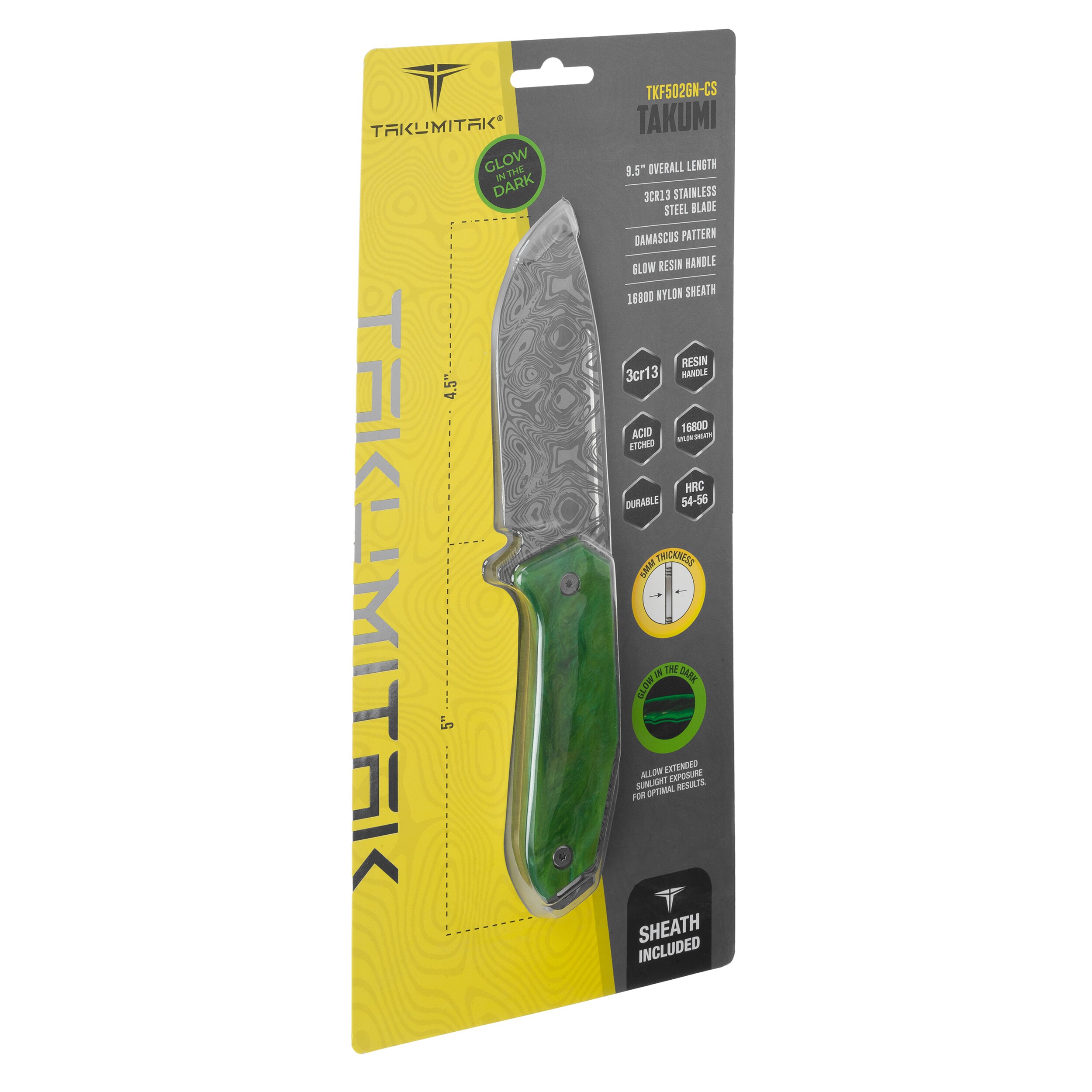 Takumitak Takumi TKF502GN Knife - Damascus/Olive