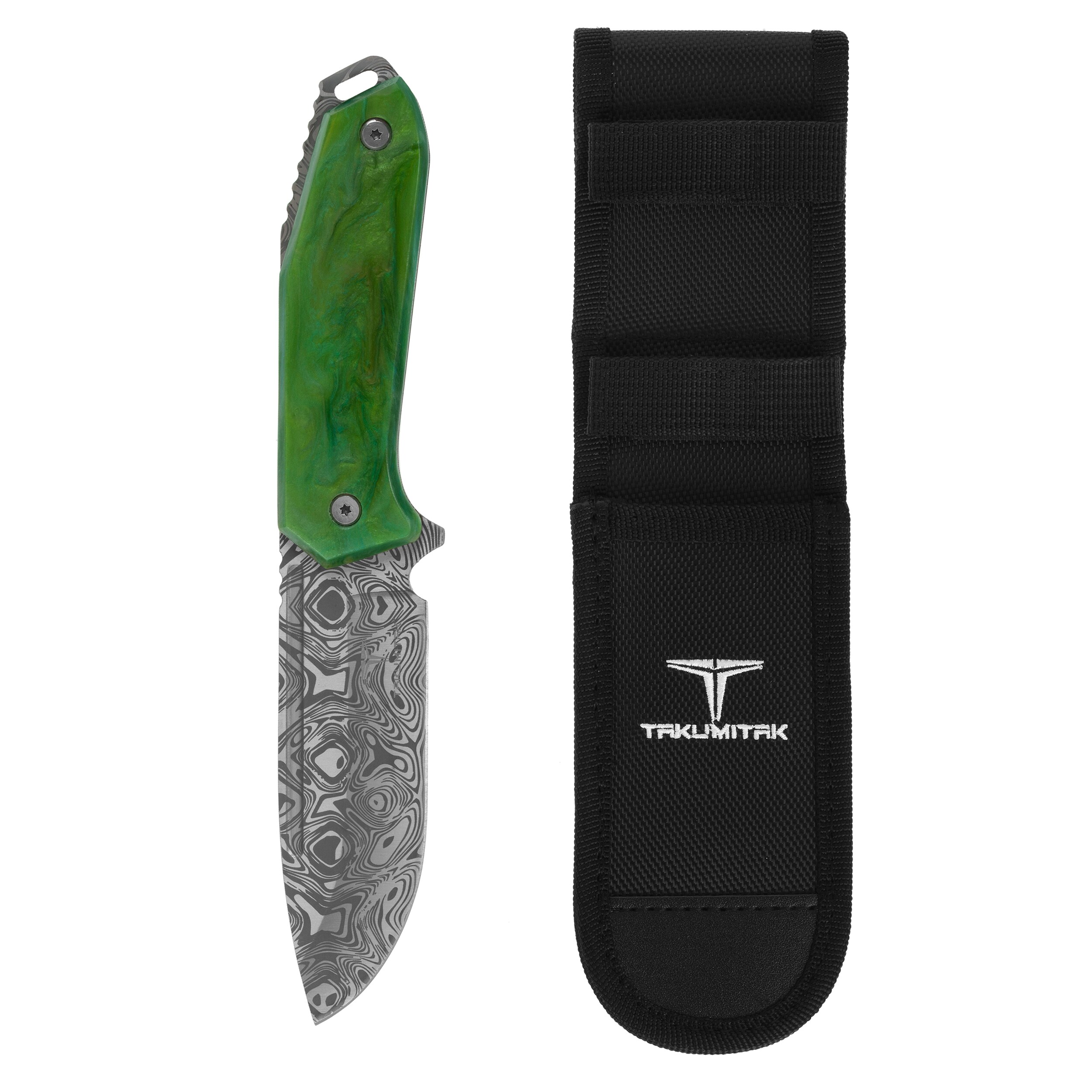 Takumitak Takumi TKF502GN Knife - Damascus/Olive