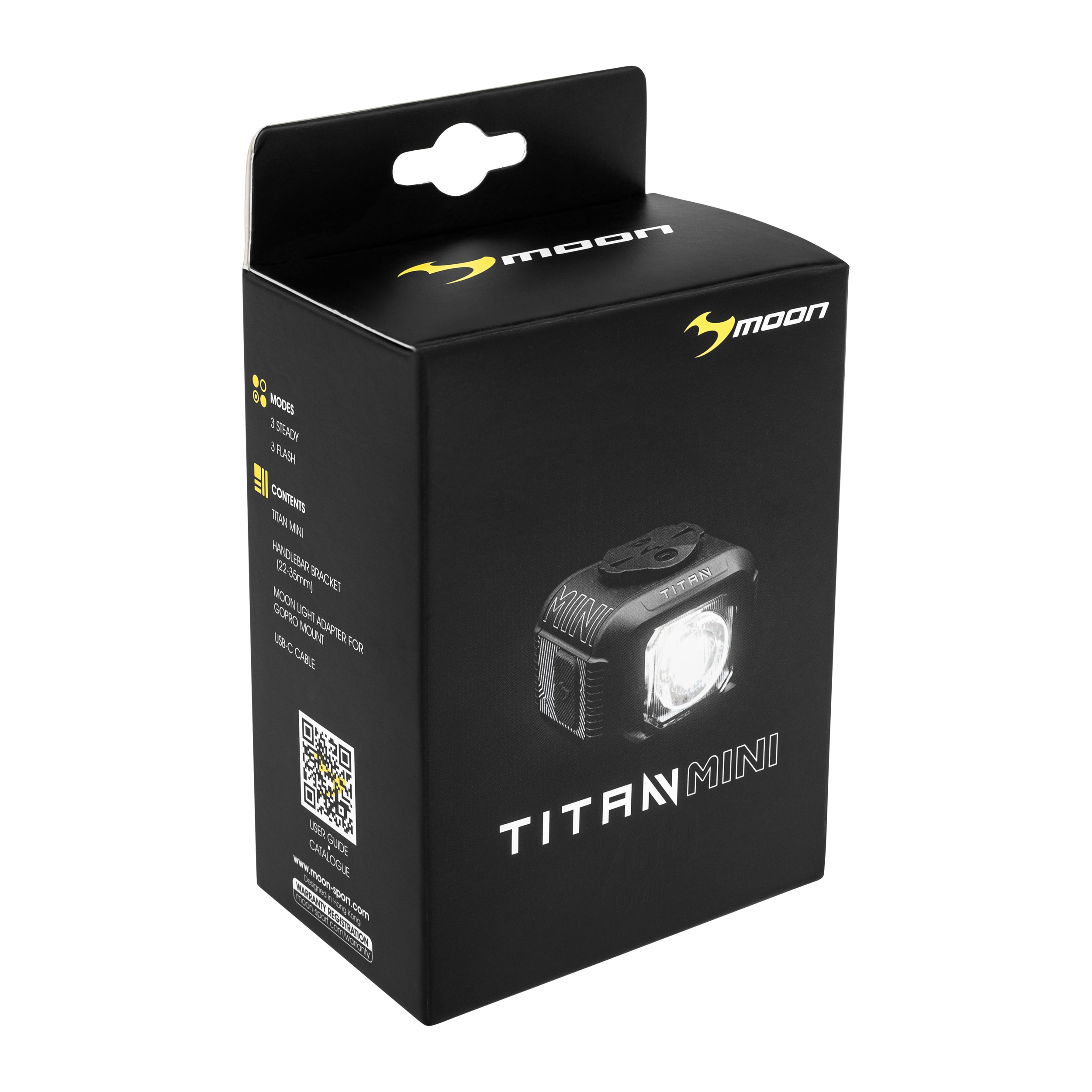 Światło rowerowe przednie Moon Titan Mini Black - 700 lumenów