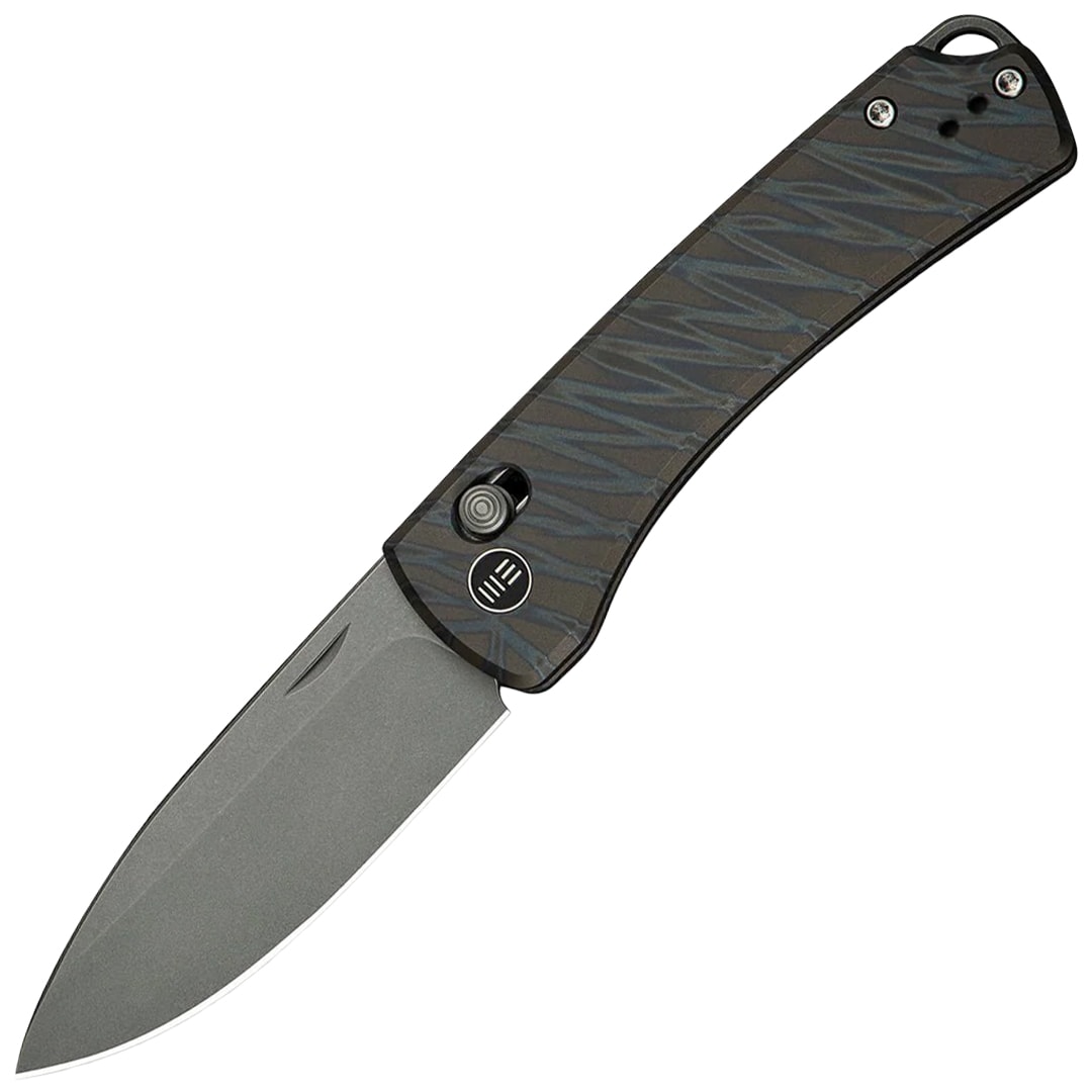Nóż składany WE Knife Nightblade - Tiger Stripe Pattern Titanium Flamed/Gray Stonewashed