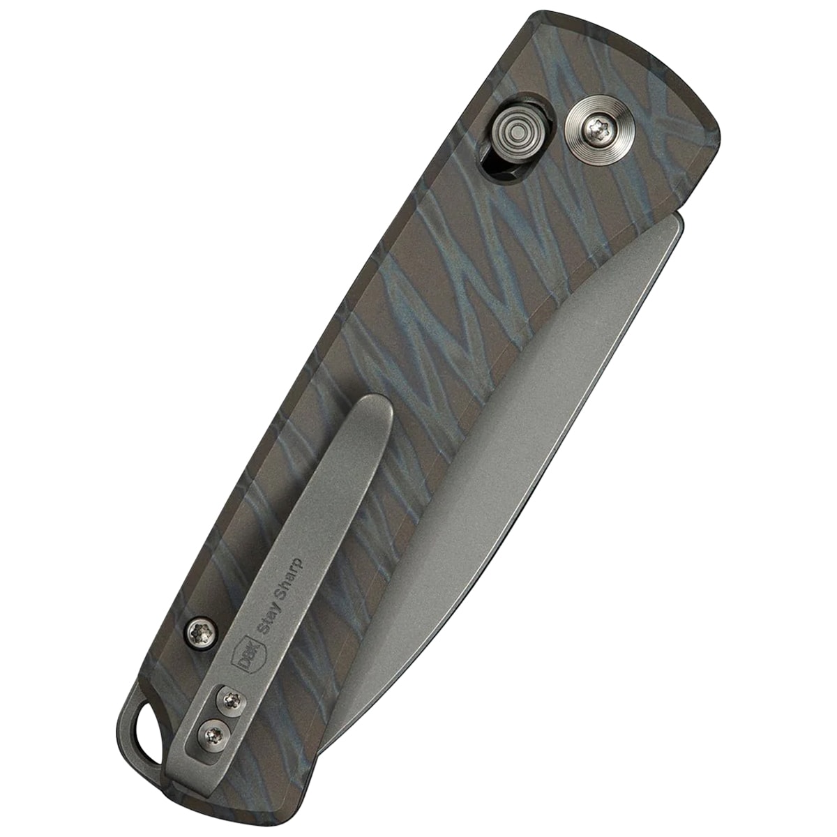 Nóż składany WE Knife Nightblade - Tiger Stripe Pattern Titanium Flamed/Gray Stonewashed