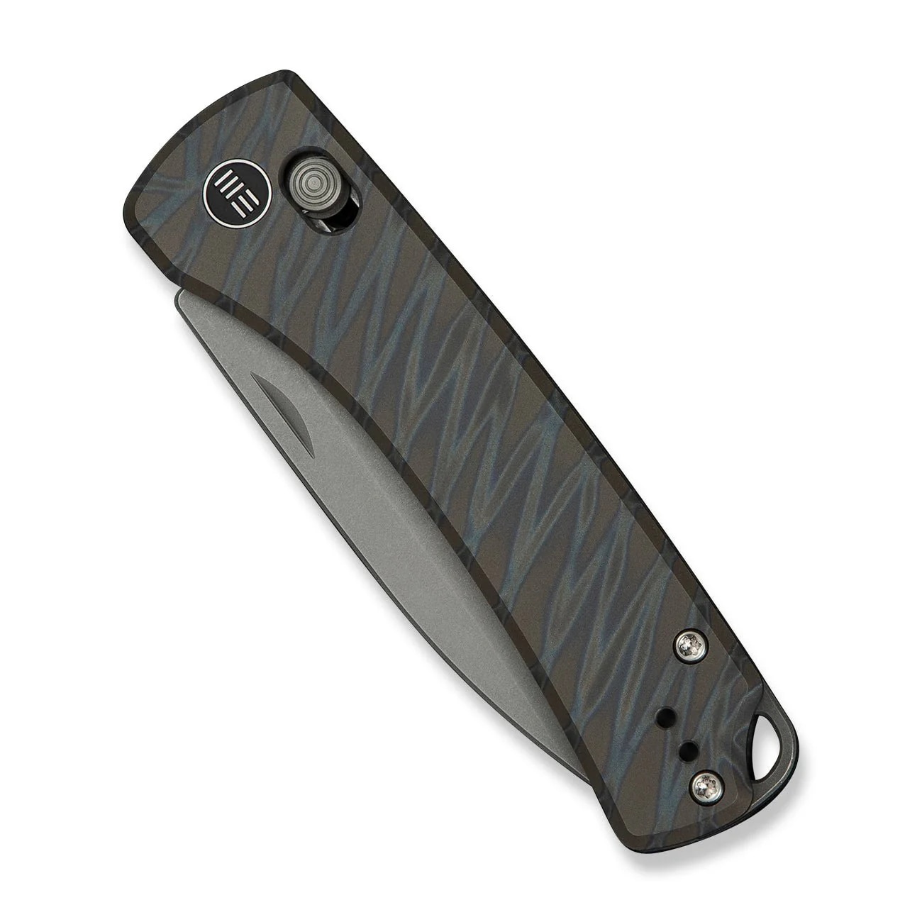 Nóż składany WE Knife Nightblade - Tiger Stripe Pattern Titanium Flamed/Gray Stonewashed