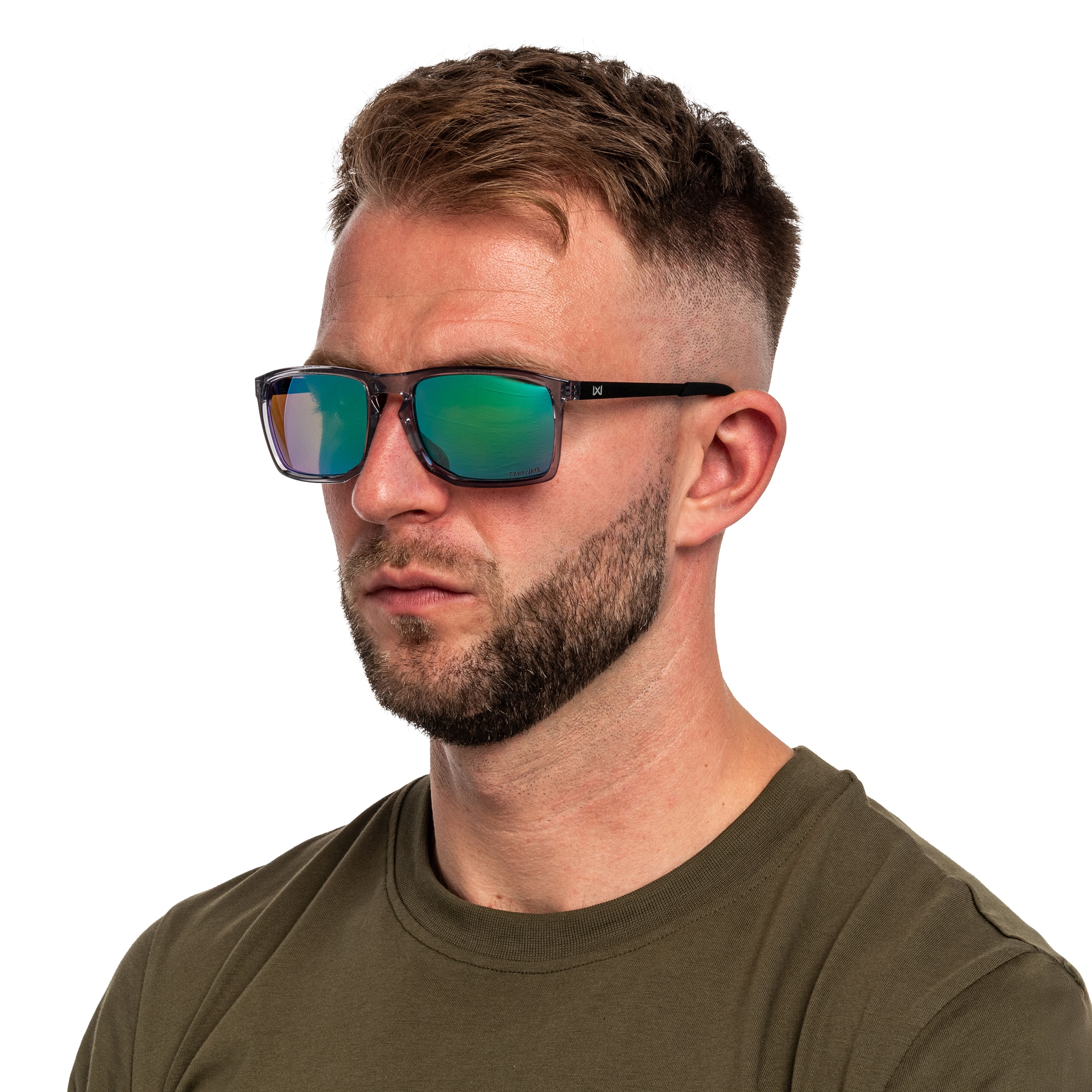 Okulary taktyczne Wiley X Axe - Captivate Polarized Green Mirror/Gloss Crystal Grey