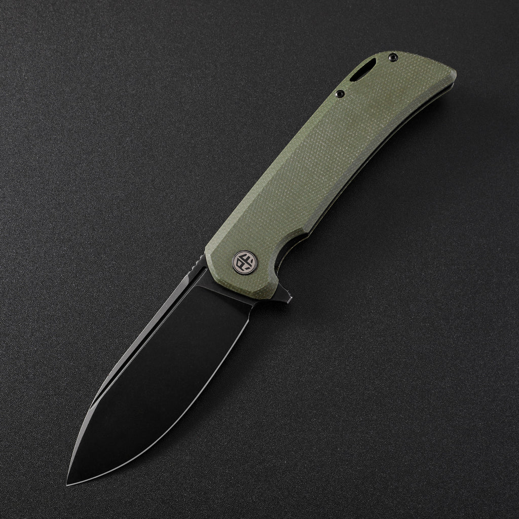 Nóż składany Petrified Fish Tunny PF-B05 - Black Stonewash/Green Micarta