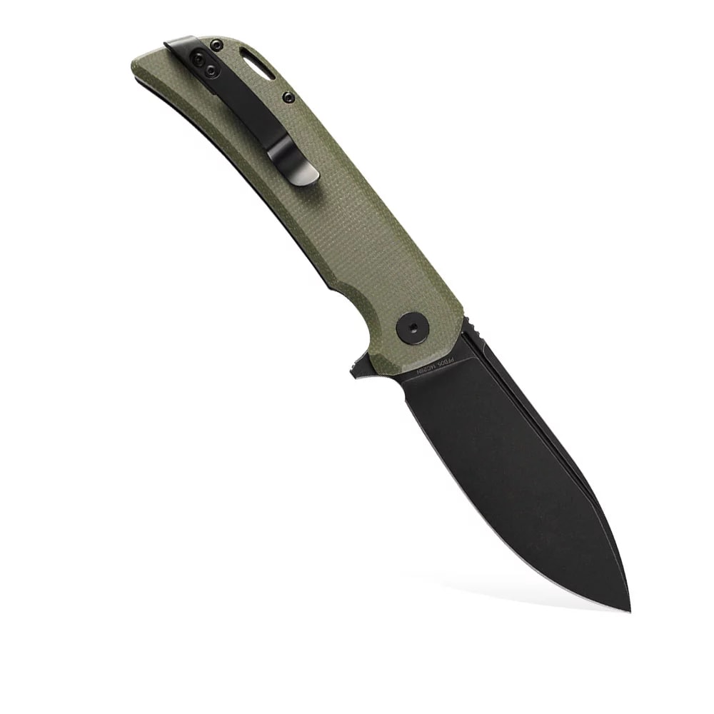 Nóż składany Petrified Fish Tunny PF-B05 - Black Stonewash/Green Micarta