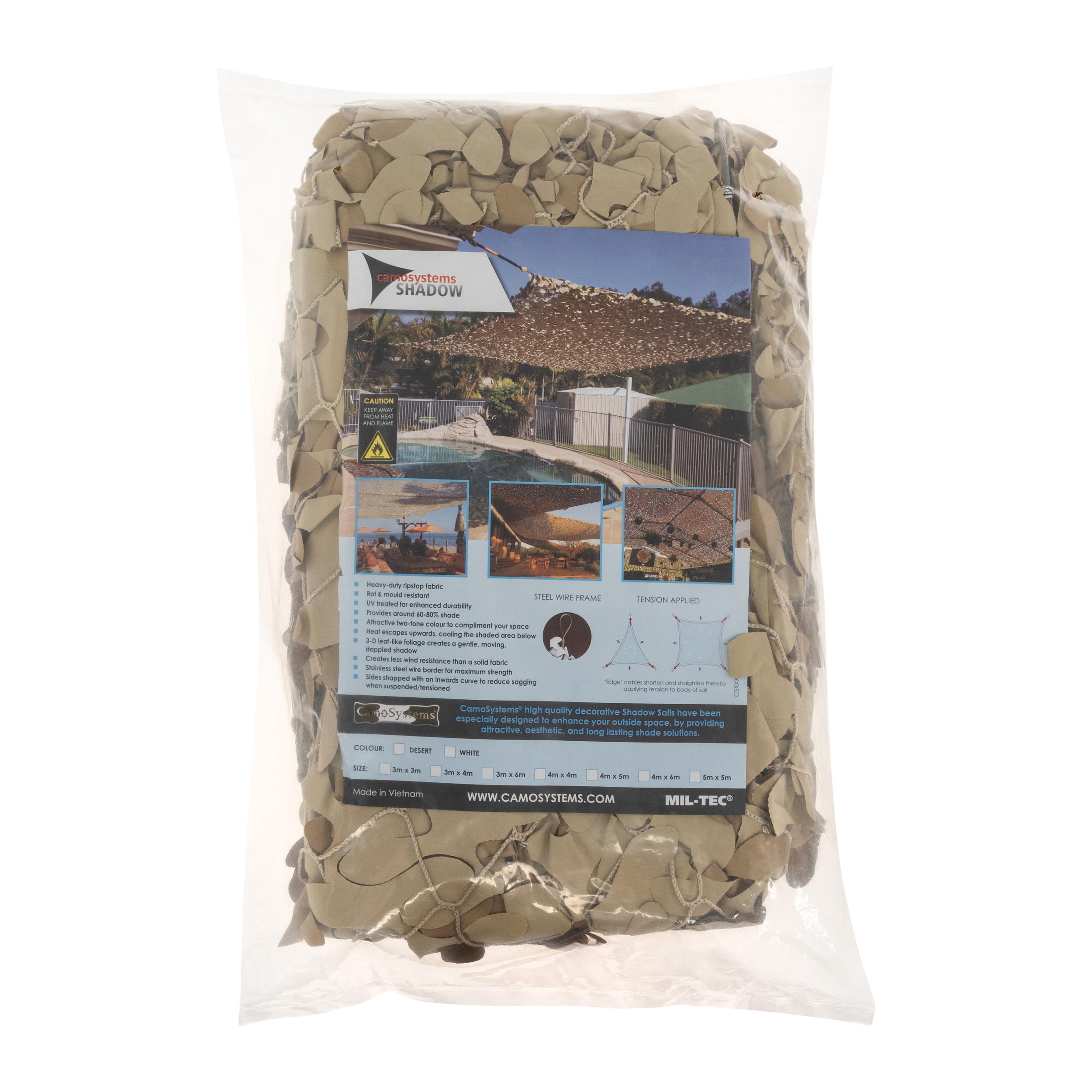 Маскувальна сітка Mil-Tec CamoSystems Shadow Sail Net Broadleaf 3 x 3 м - Desert