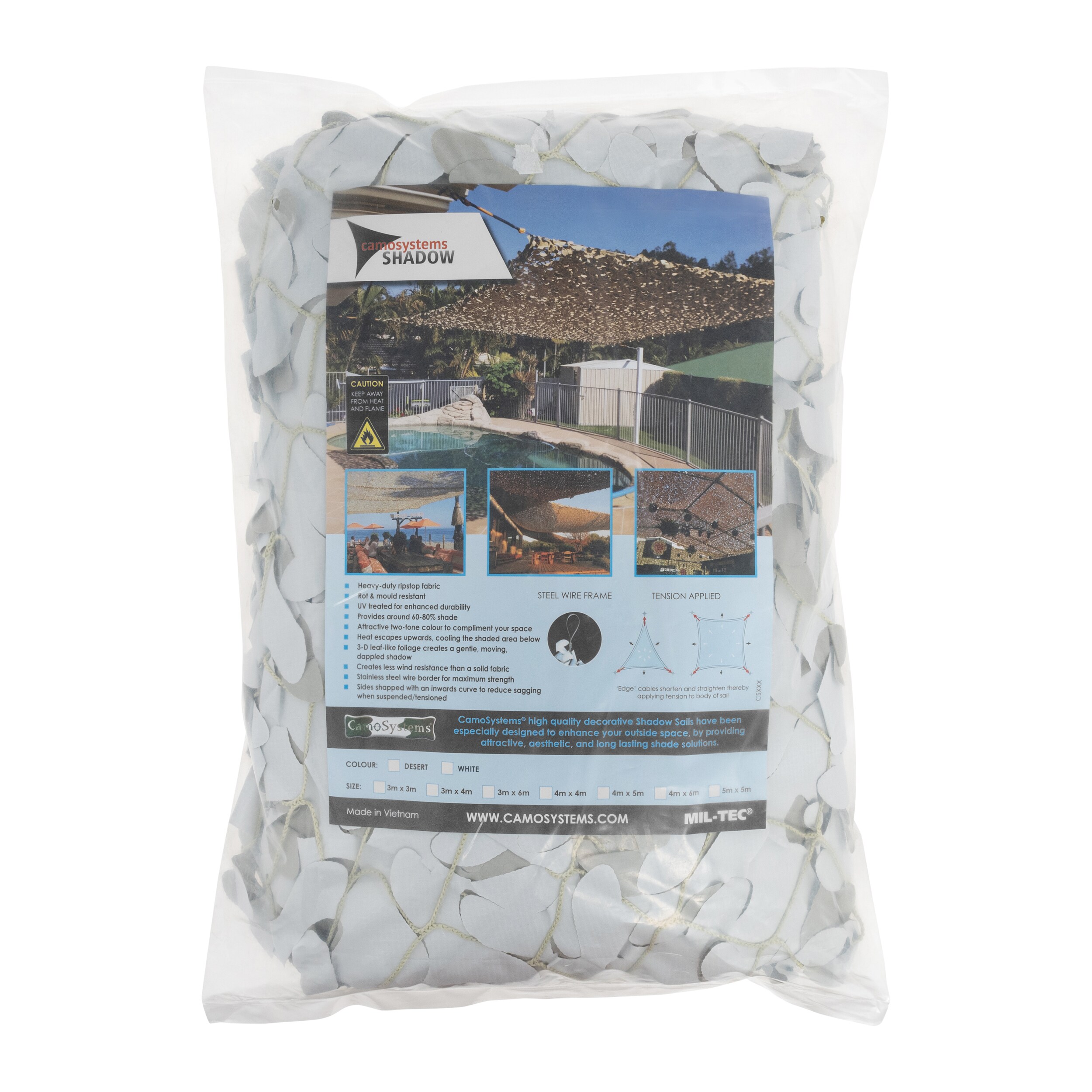 Siatka maskująca Mil-Tec CamoSystems Shadow Sail Net Broadleaf 4 x 4 m - White