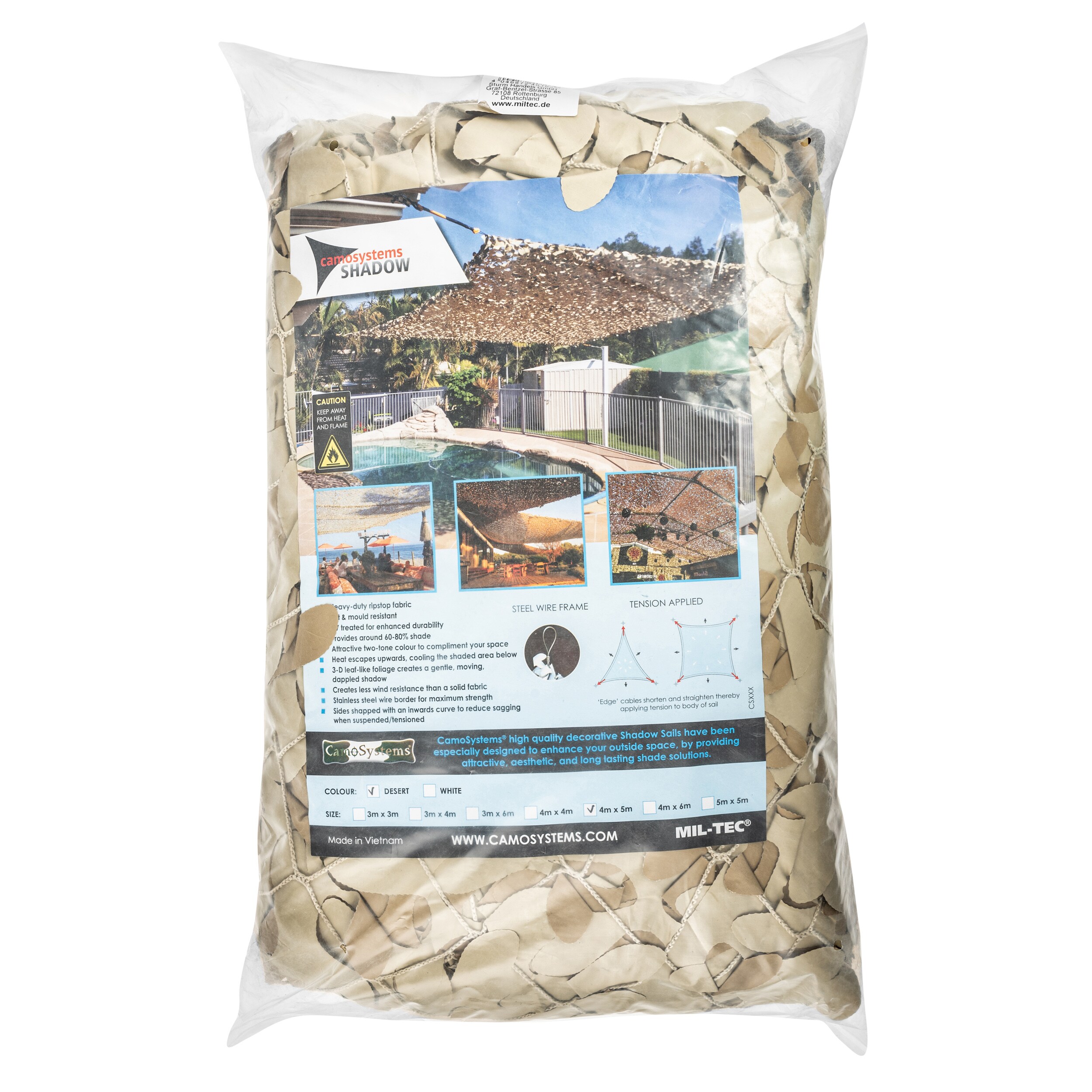 Маскувальна сітка Mil-Tec CamoSystems Shadow Sail Net Broadleaf 4 x 5 м - Desert