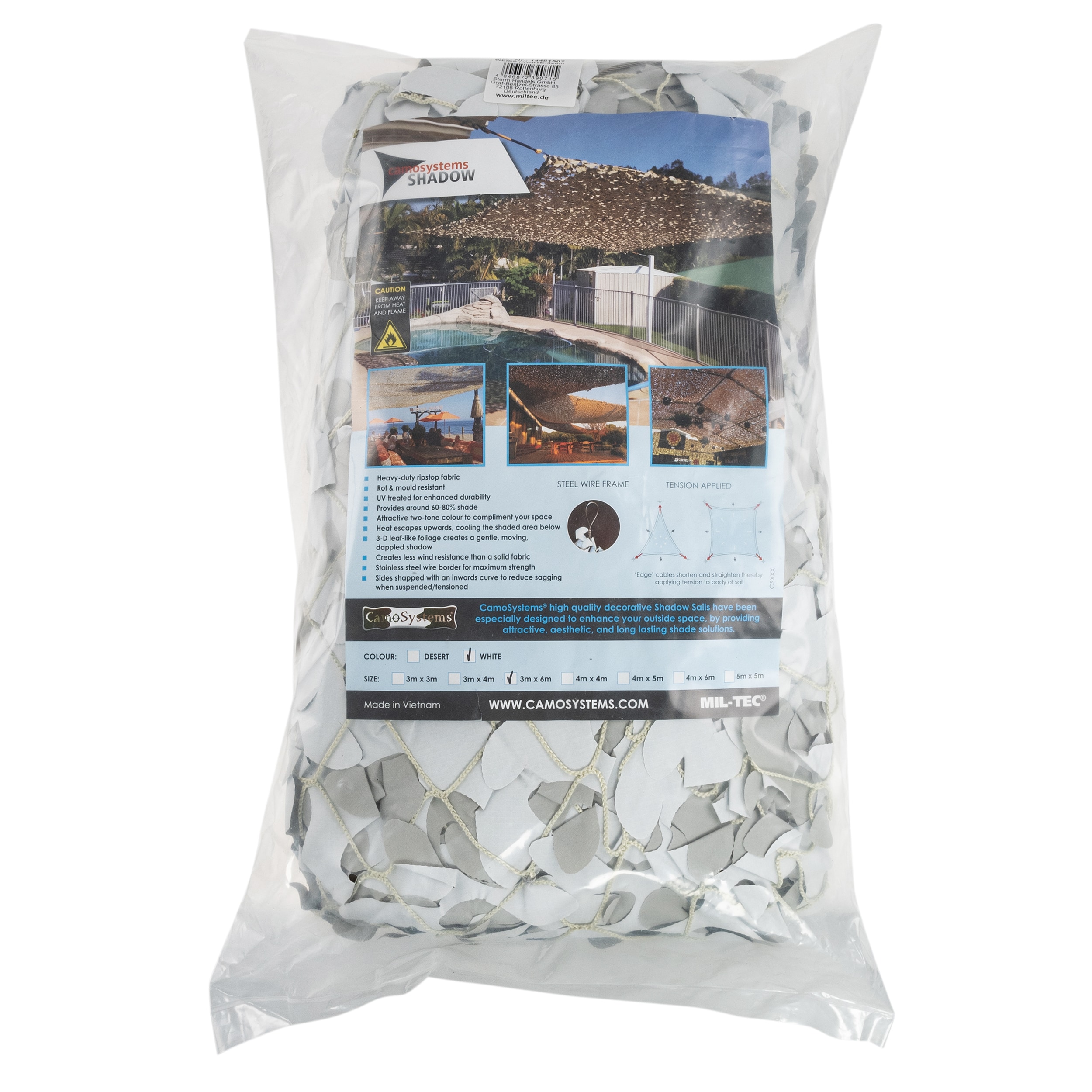 Маскувальна сітка Mil-Tec CamoSystems Shadow Sail Net Broadleaf 3 x 6 м - White