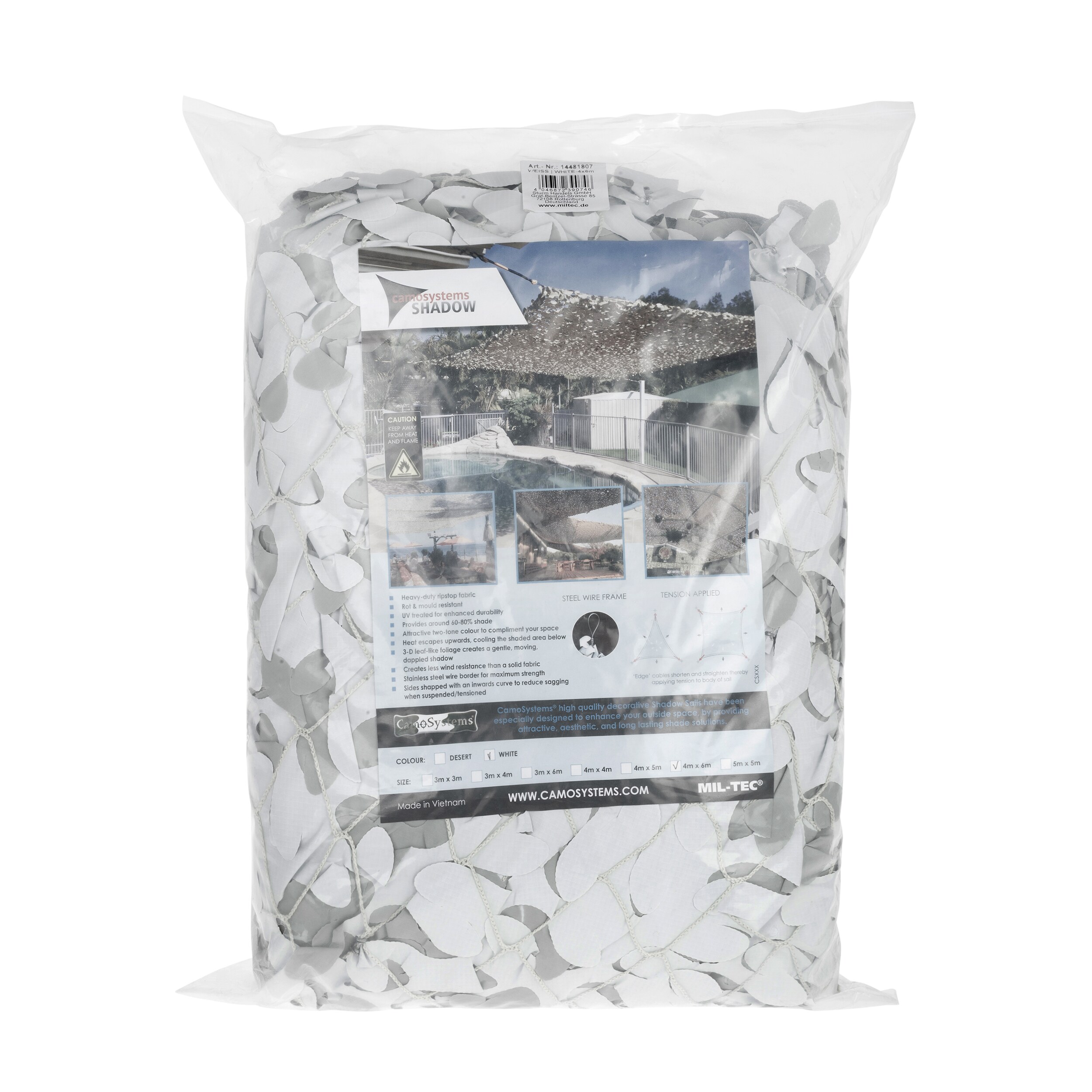 Siatka maskująca Mil-Tec CamoSystems Shadow Sail Net Broadleaf 4 x 6 m - White