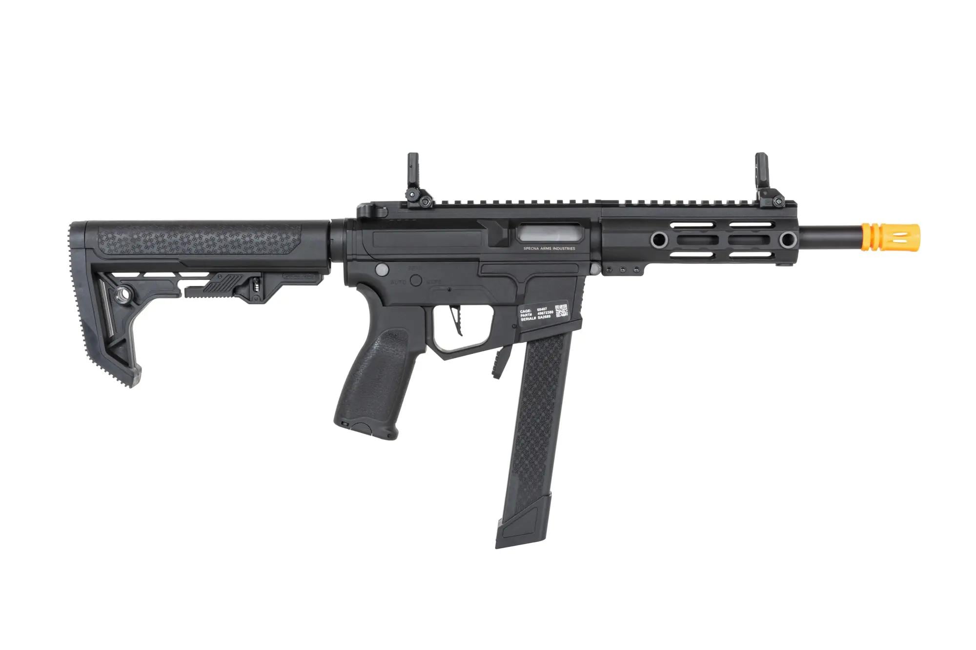 Пістолет-кулемет AEG Specna Arms SA-FX01 Flex HAL ETU з помаранчевим дульним пристроєм - Black