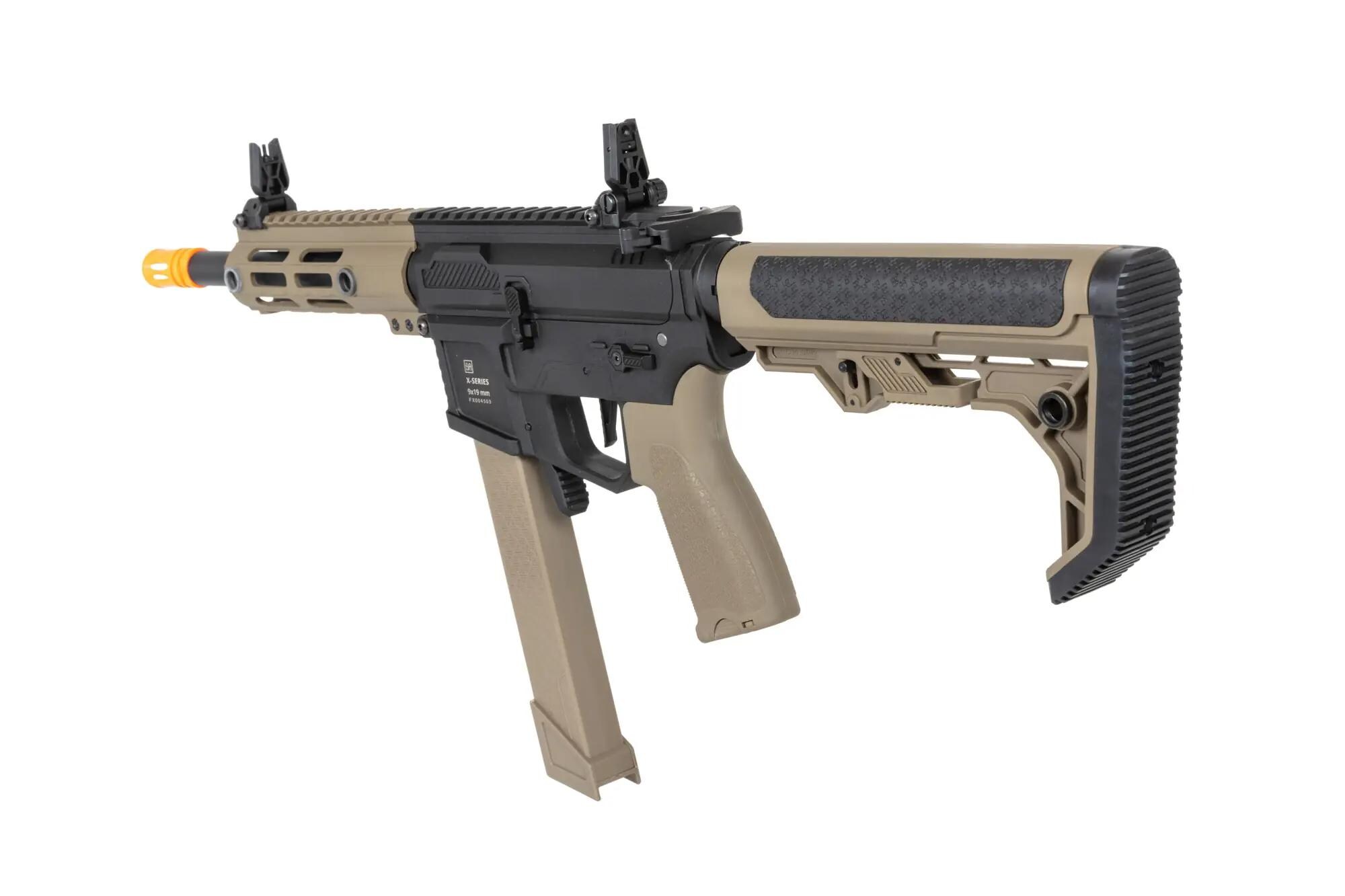 Пістолет-кулемет AEG Specna Arms SA-FX01 Flex HAL ETU з помаранчевим дульним пристроєм - Half-Tan
