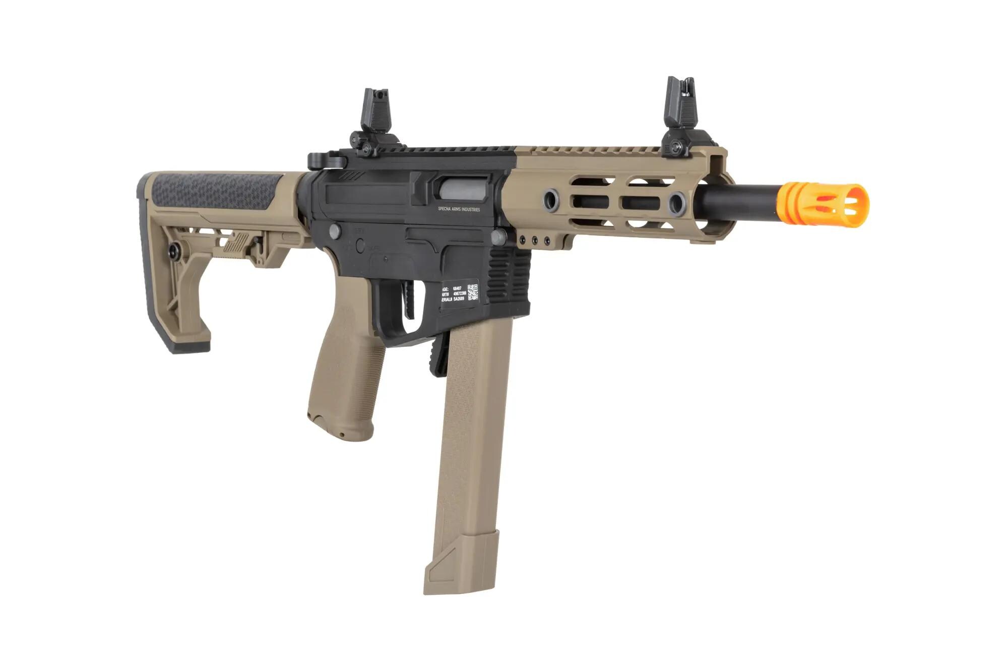 Пістолет-кулемет AEG Specna Arms SA-FX01 Flex HAL ETU з помаранчевим дульним пристроєм - Half-Tan