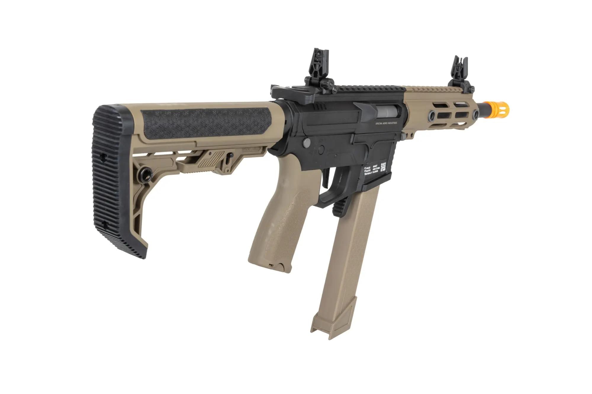 Пістолет-кулемет AEG Specna Arms SA-FX01 Flex HAL ETU з помаранчевим дульним пристроєм - Half-Tan