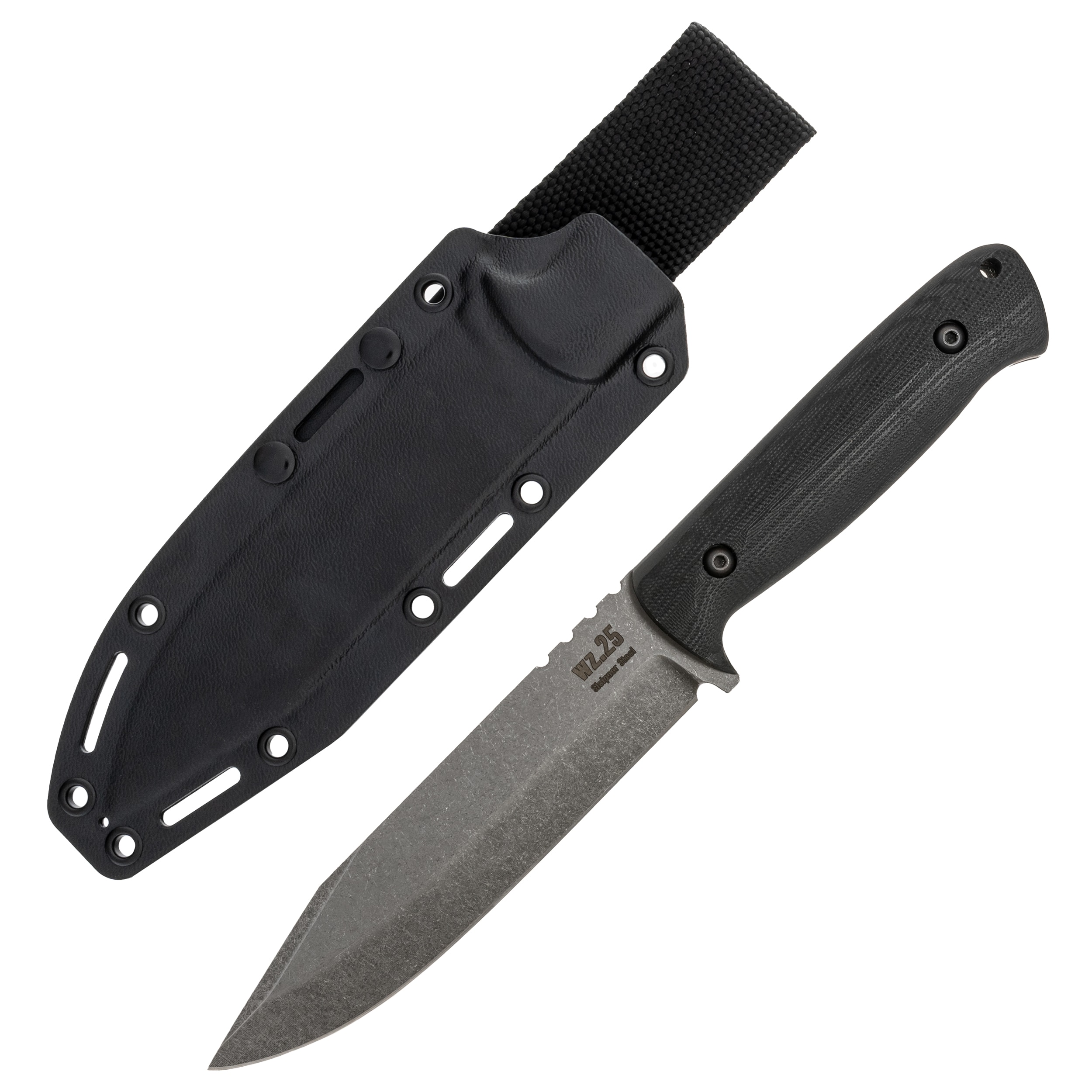 Za-Pas WZ.25 Grom Stonewashed Fixed Blade Knife - Black