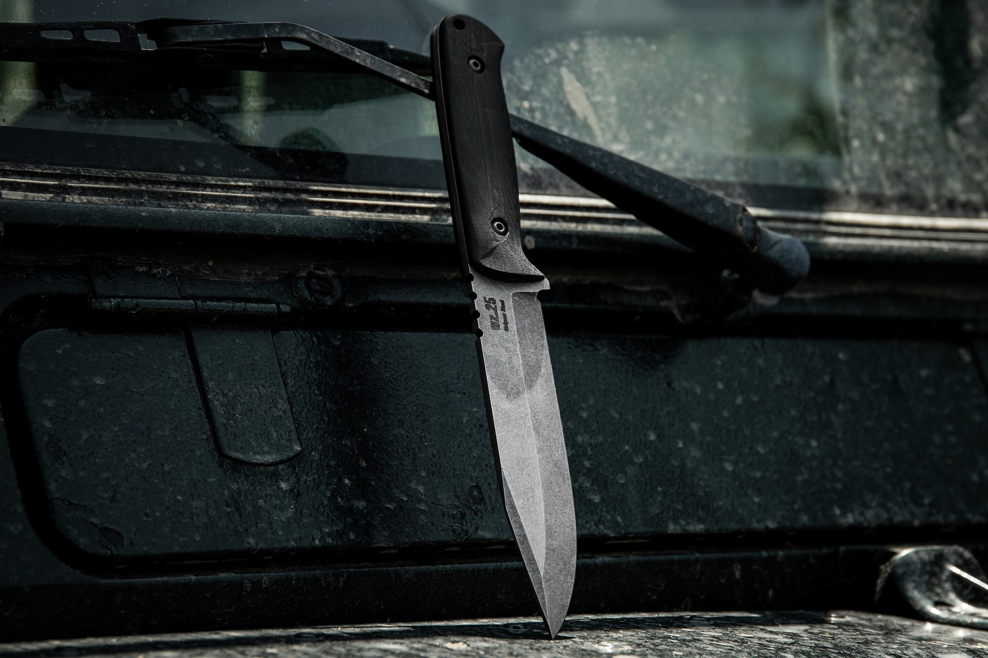 Za-Pas WZ.25 Grom Stonewashed Fixed Blade Knife - Black