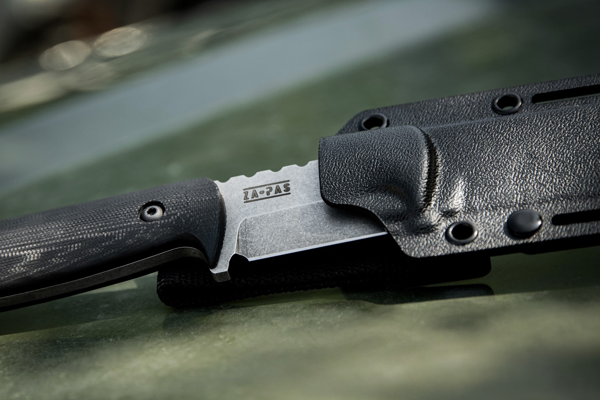 Za-Pas WZ.25 Grom Stonewashed Fixed Blade Knife - Black