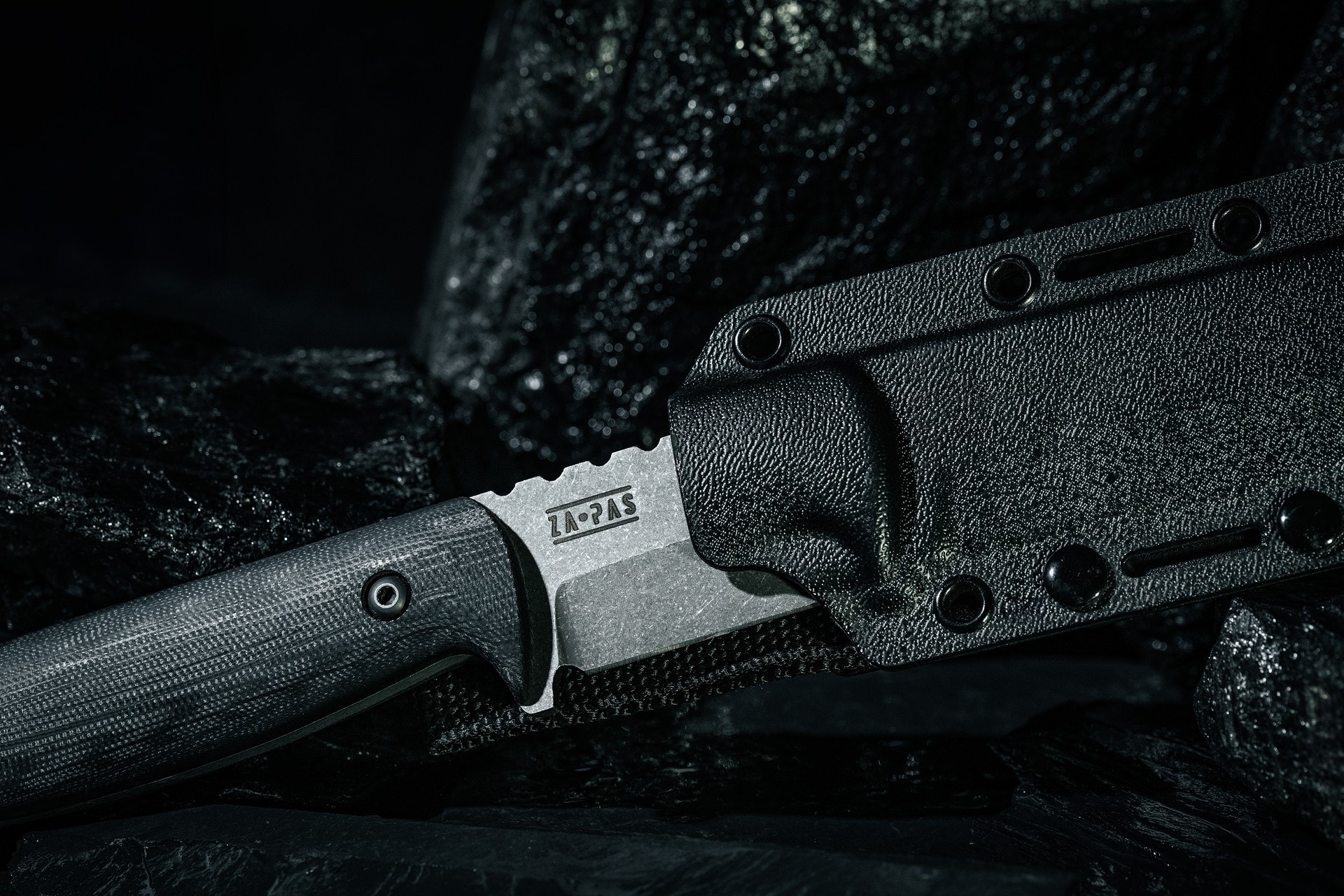 Za-Pas WZ.25 Grom Stonewashed Fixed Blade Knife - Black