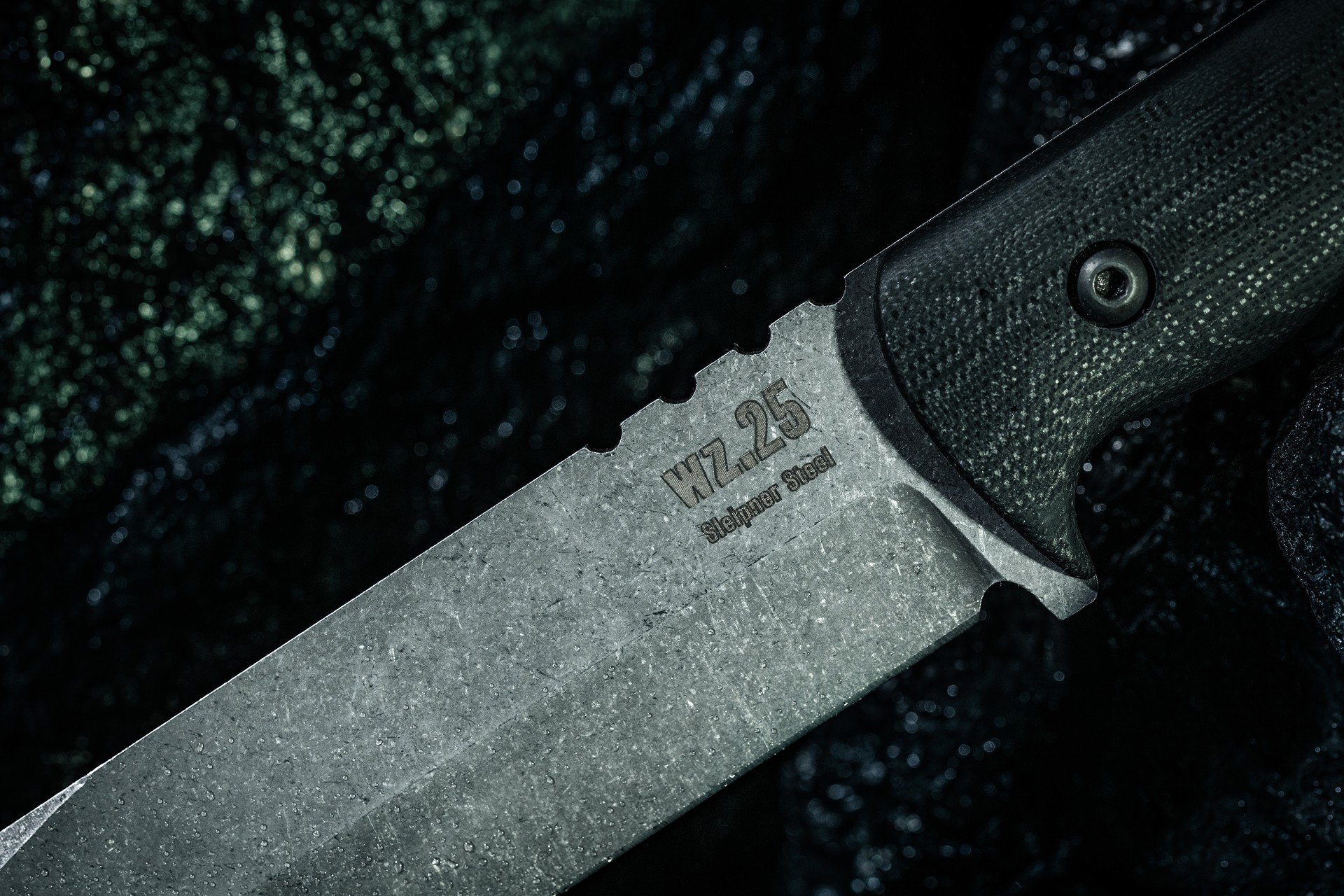 Za-Pas WZ.25 Grom Stonewashed Fixed Blade Knife - Black