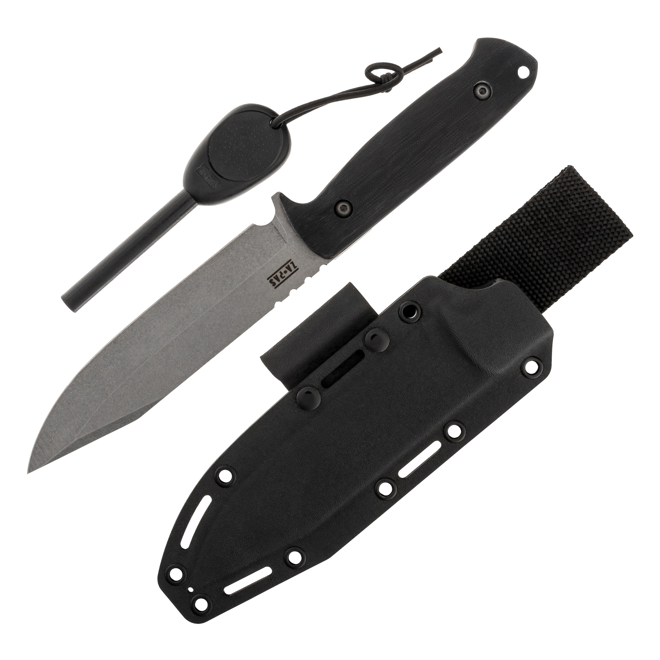 Za-Pas WZ.25 Grom Plus Kydex Stonewashed Fixed Blade Knife - black