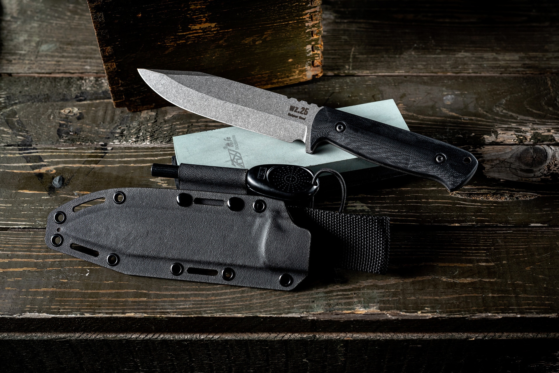 Za-Pas WZ.25 Grom Plus Kydex Stonewashed Fixed Blade Knife - black