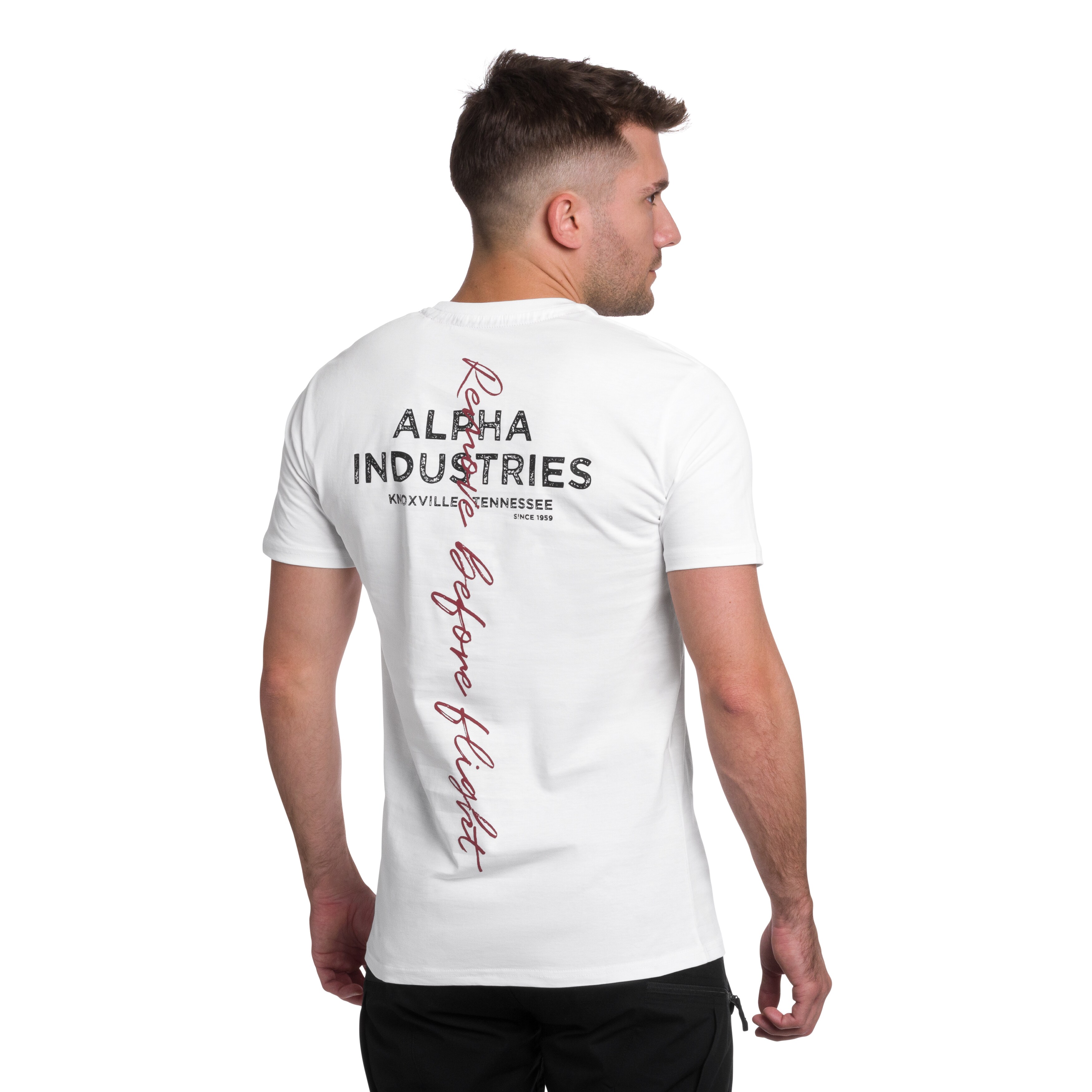Koszulka T-shirt Alpha Industries Signature Back Print - White