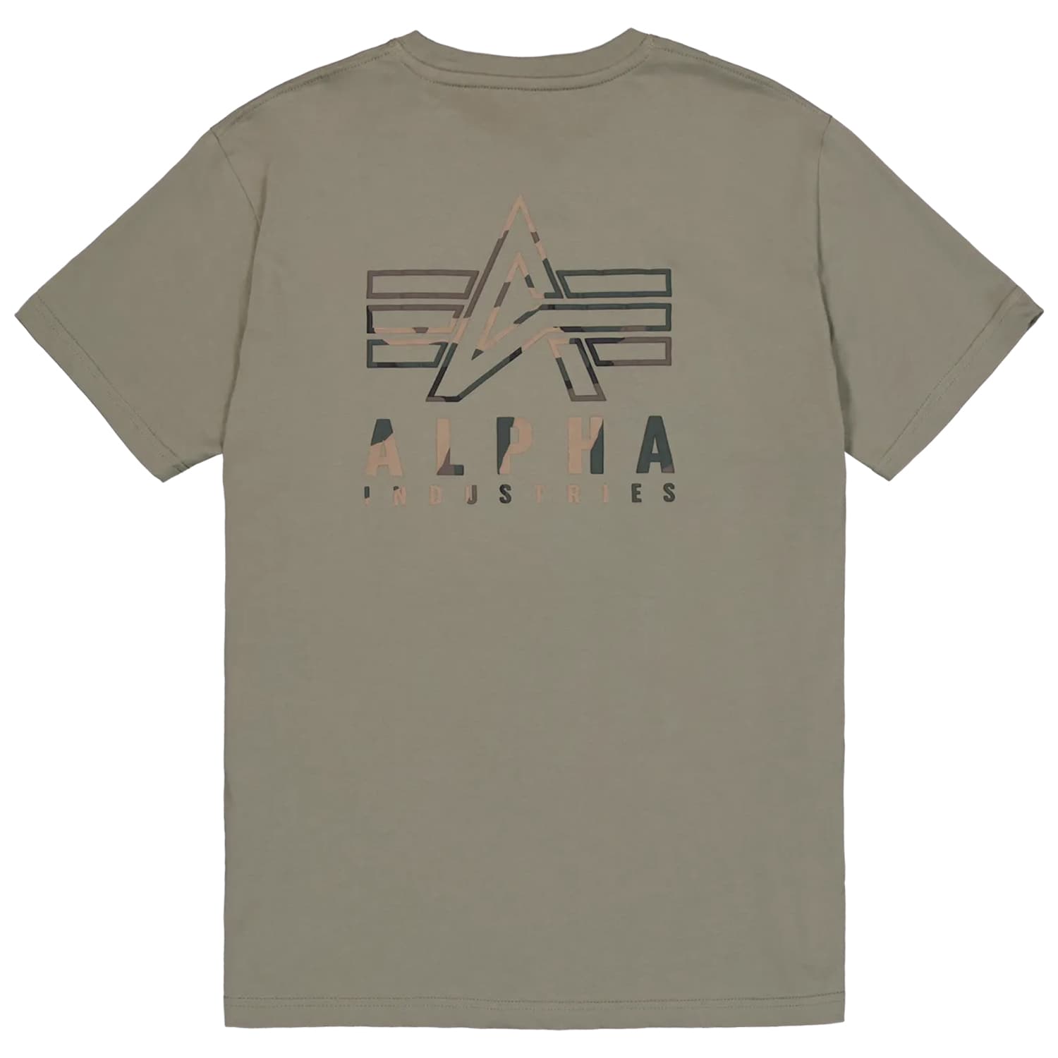 Koszulka T-shirt Alpha Industries Camo Logo Puff Print Back Print - Olive