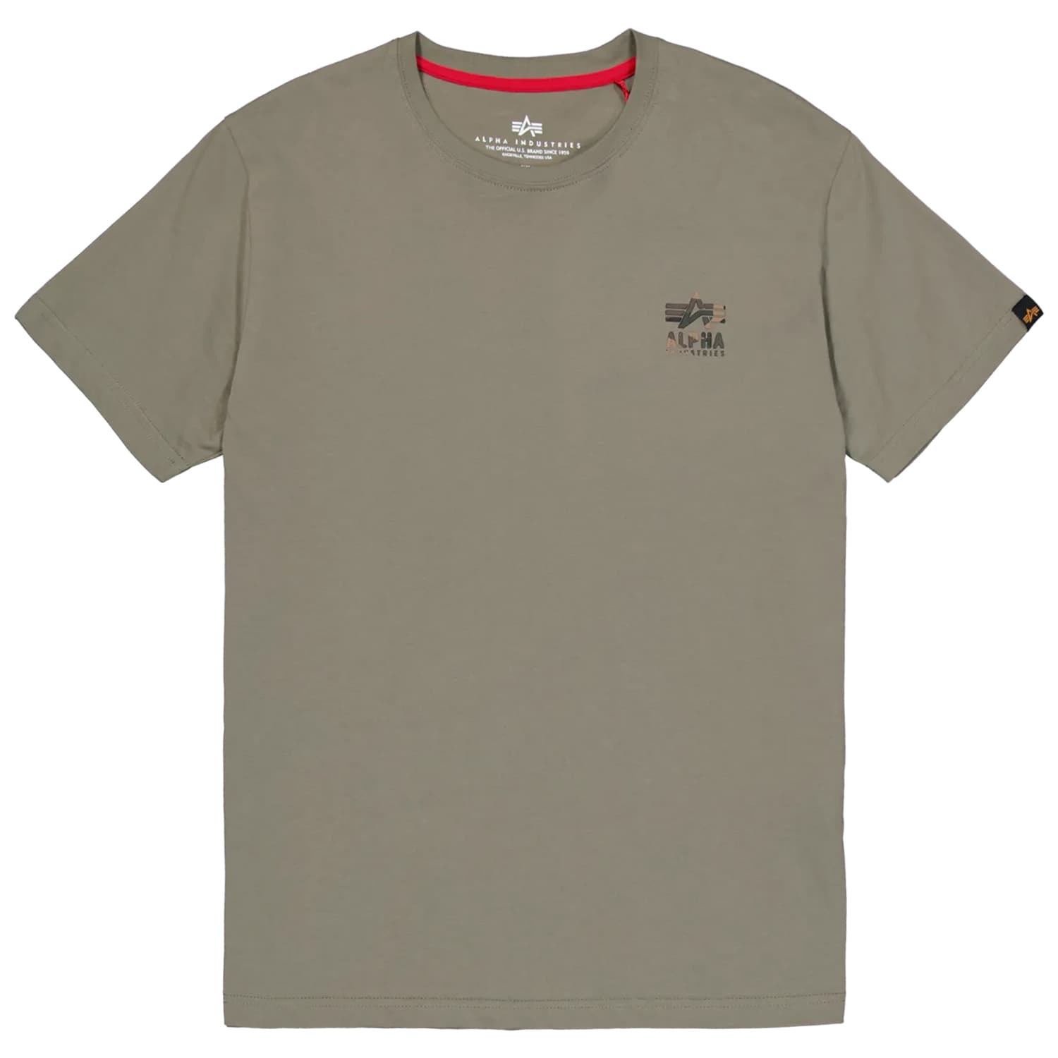 Koszulka T-shirt Alpha Industries Camo Logo Puff Print Back Print - Olive