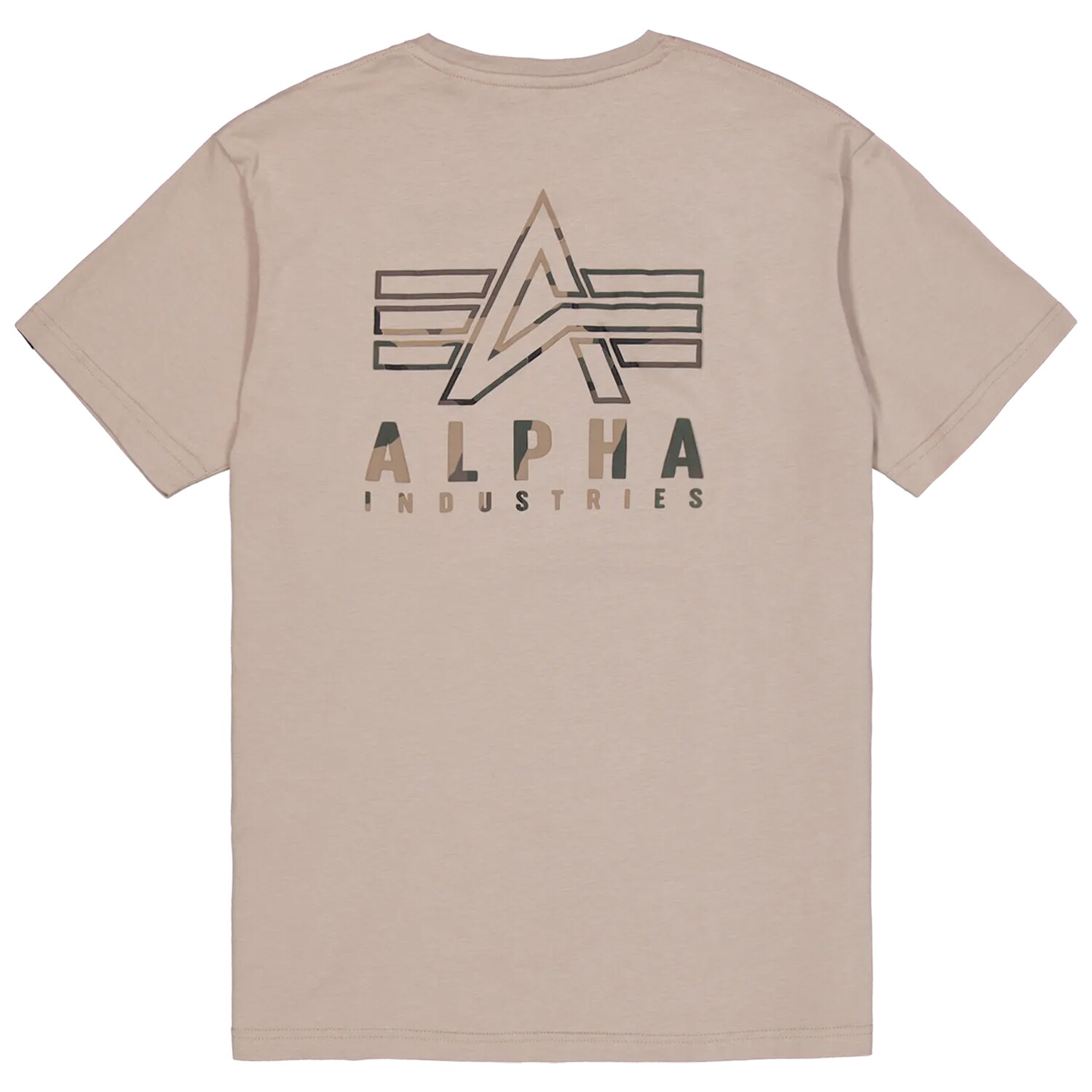 Koszulka T-shirt Alpha Industries Camo Logo Puff Print Back Print - Vintage Sand