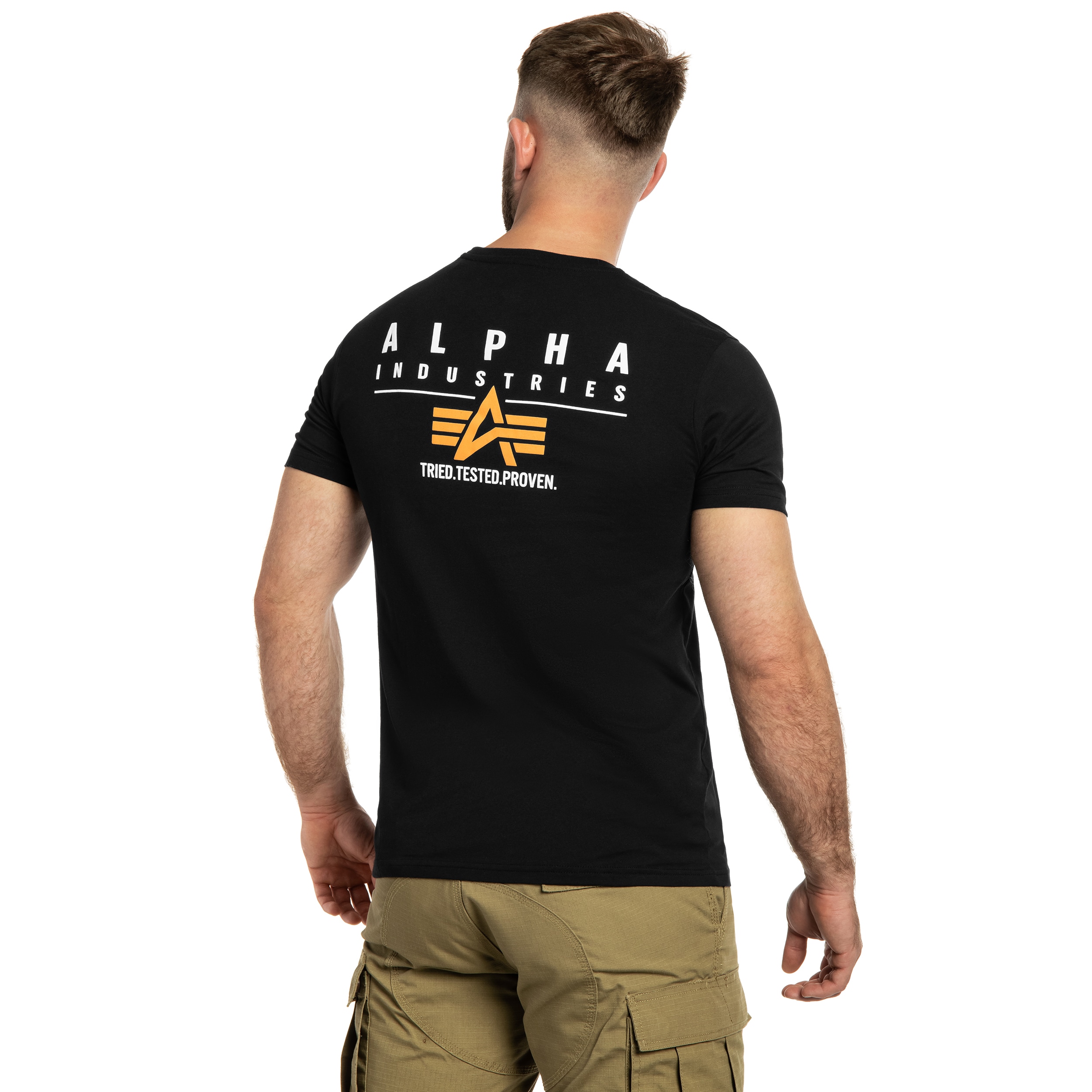 Koszulka T-shirt Alpha Industries Puff Print Logo Back Print - Black