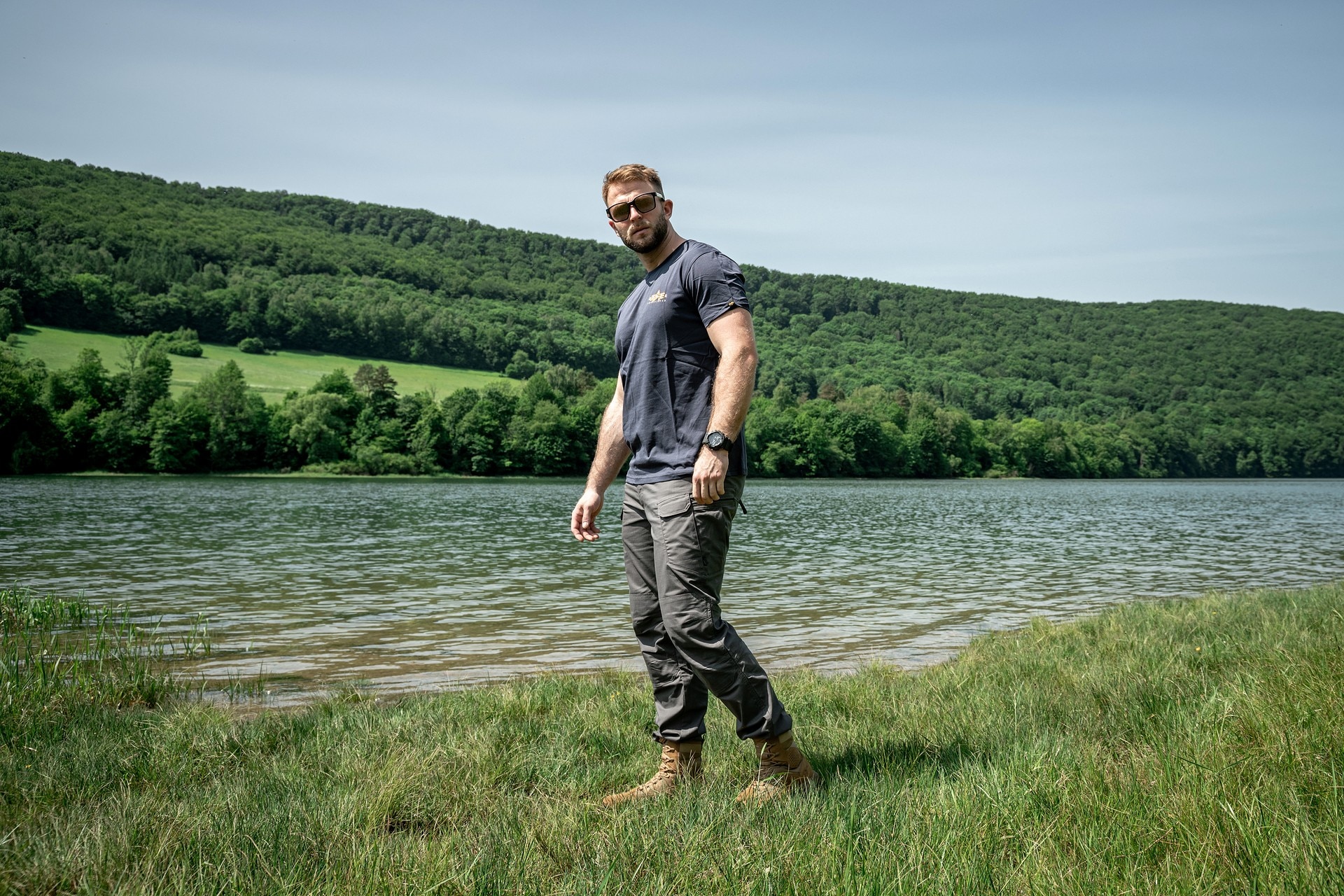 Koszulka T-shirt Alpha Industries Puff Print Logo Back Print - Rep Blue