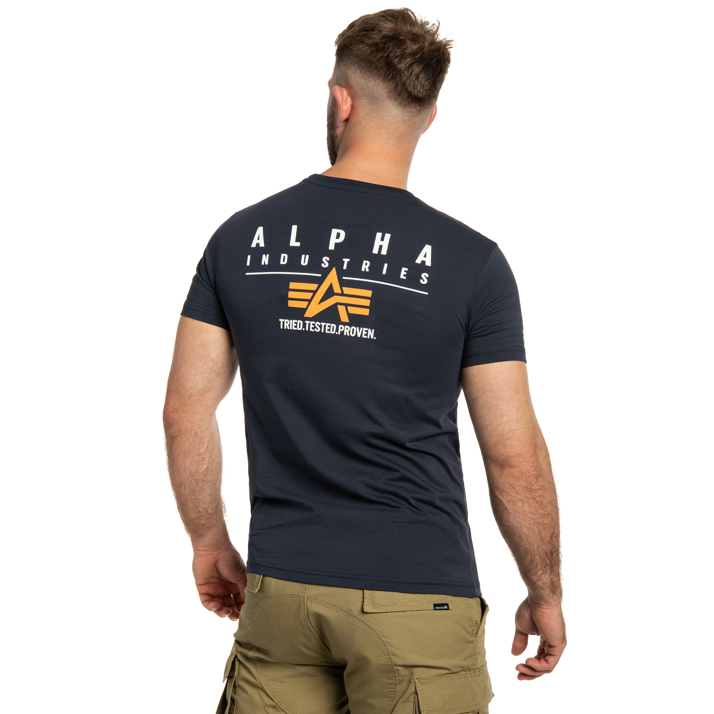 Koszulka T-shirt Alpha Industries Puff Print Logo Back Print - Rep Blue