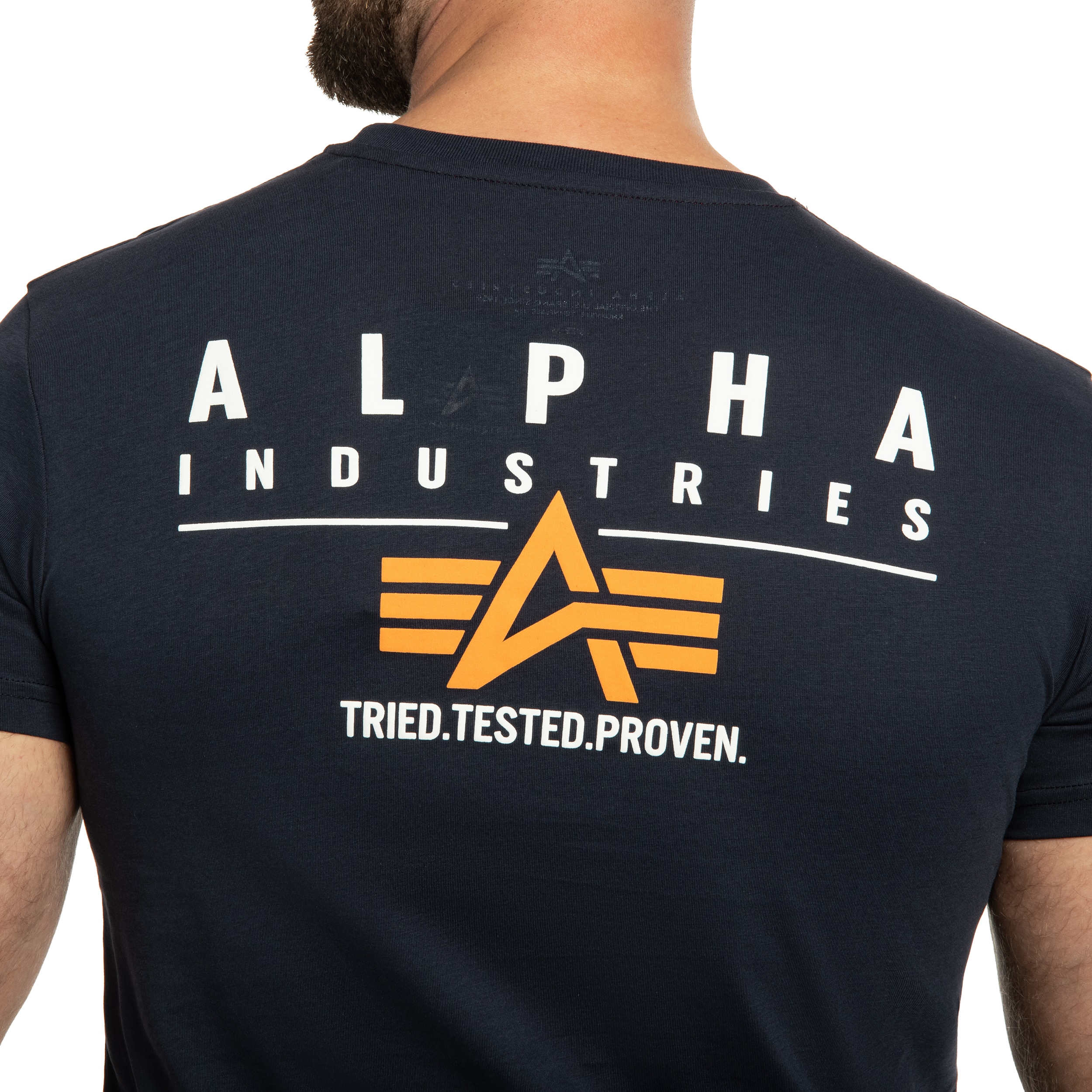 Koszulka T-shirt Alpha Industries Puff Print Logo Back Print - Rep Blue