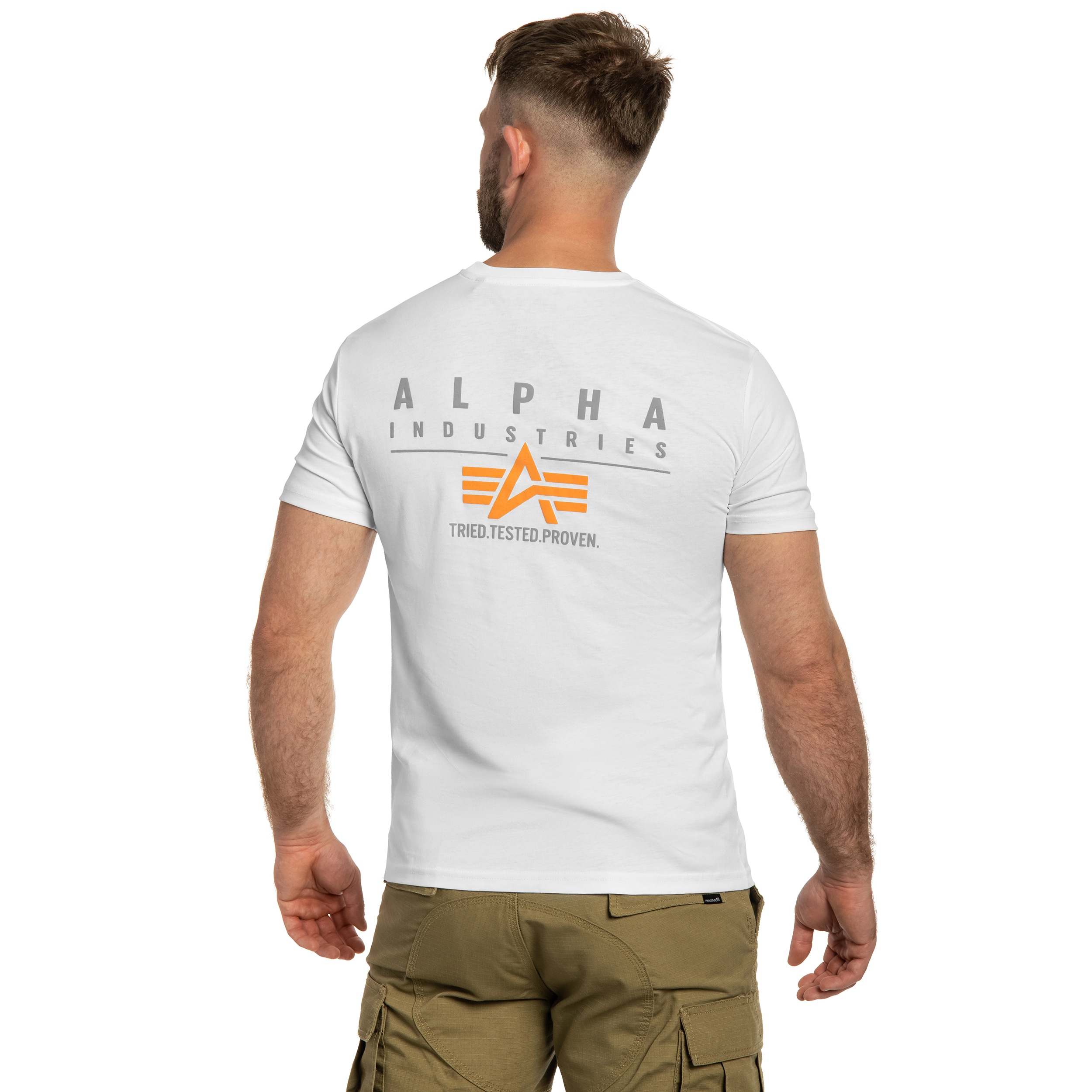 Koszulka T-shirt Alpha Industries Puff Print Logo Back Print - White