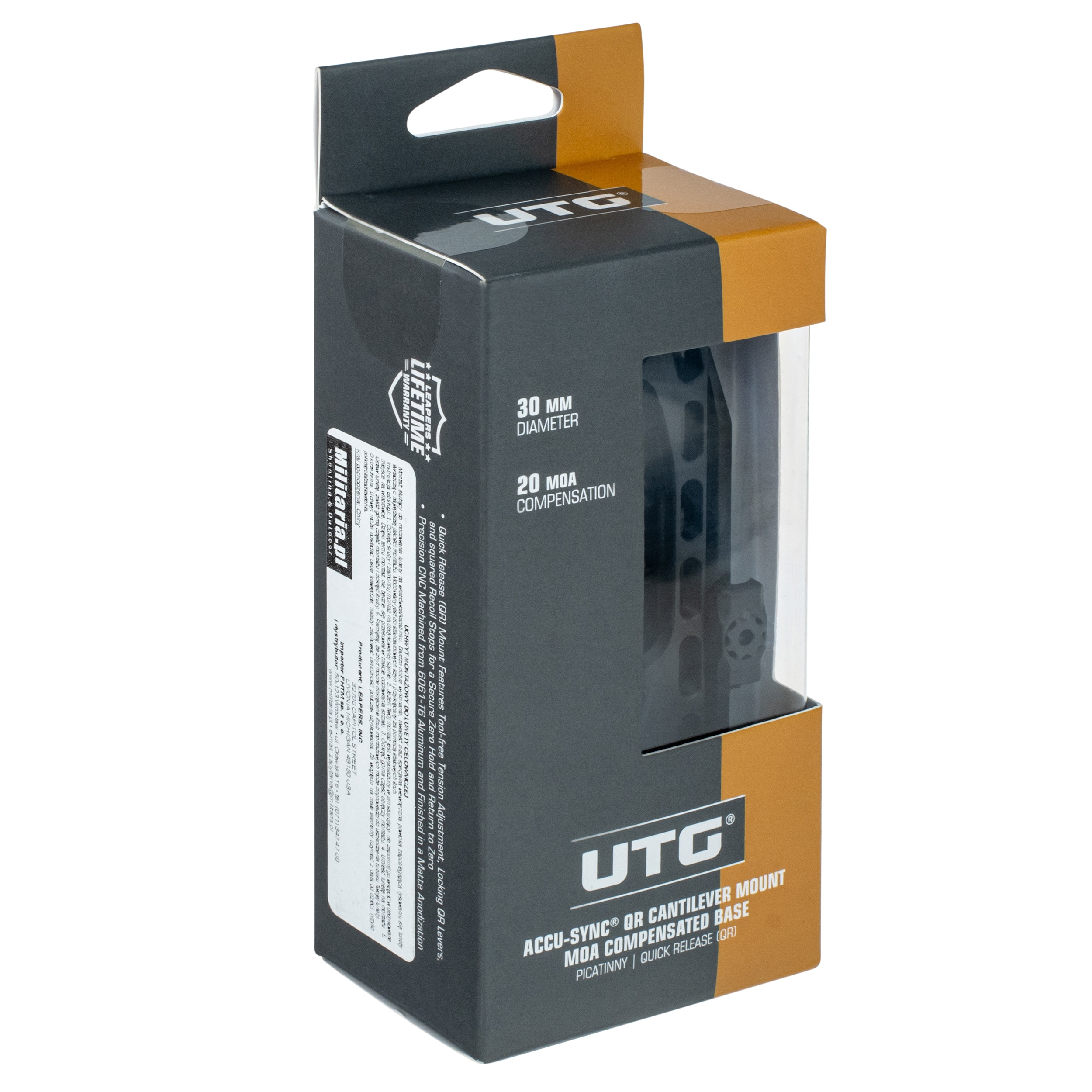 Montaż UTG jednoczęściowy Accu-Sync High Profile 30 mm Picatinny Offset 70 mm 20 MOA - Black