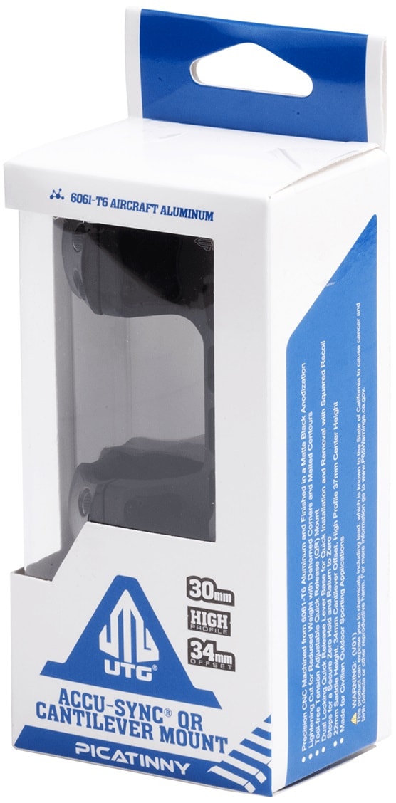 Montaż UTG jednoczęściowy Accu-Sync High Profile 30 mm Picatinny Offset 34 mm - Black