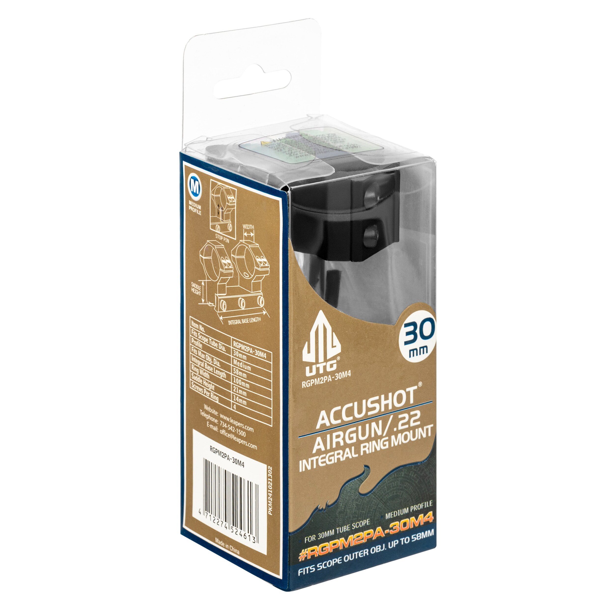 Montaż UTG jednoczęściowy 30 mm Dovetail Medium Profile - Black